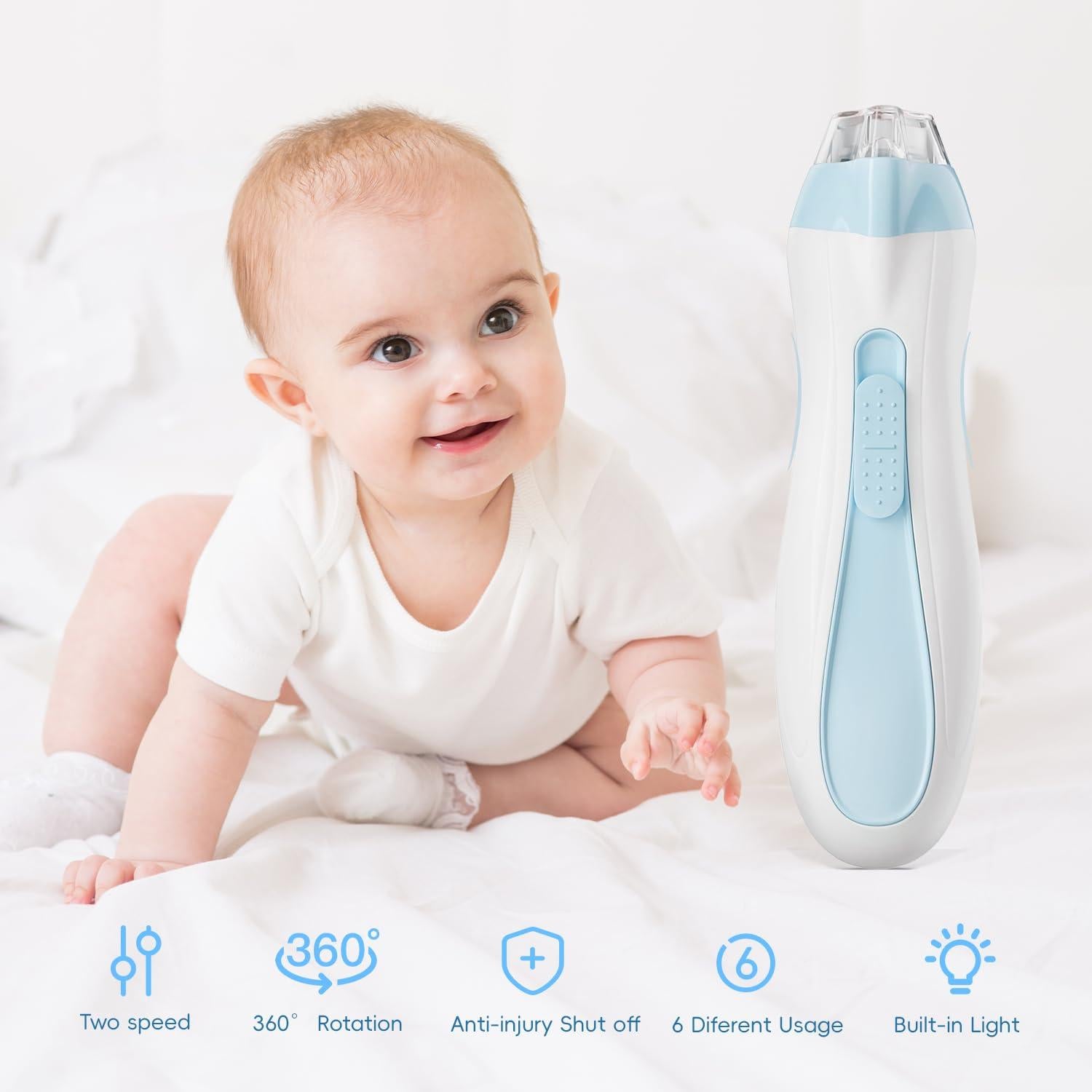 Cortador de Uñas Eléctrico Prolixity 15 en 1 para Bebés Azul