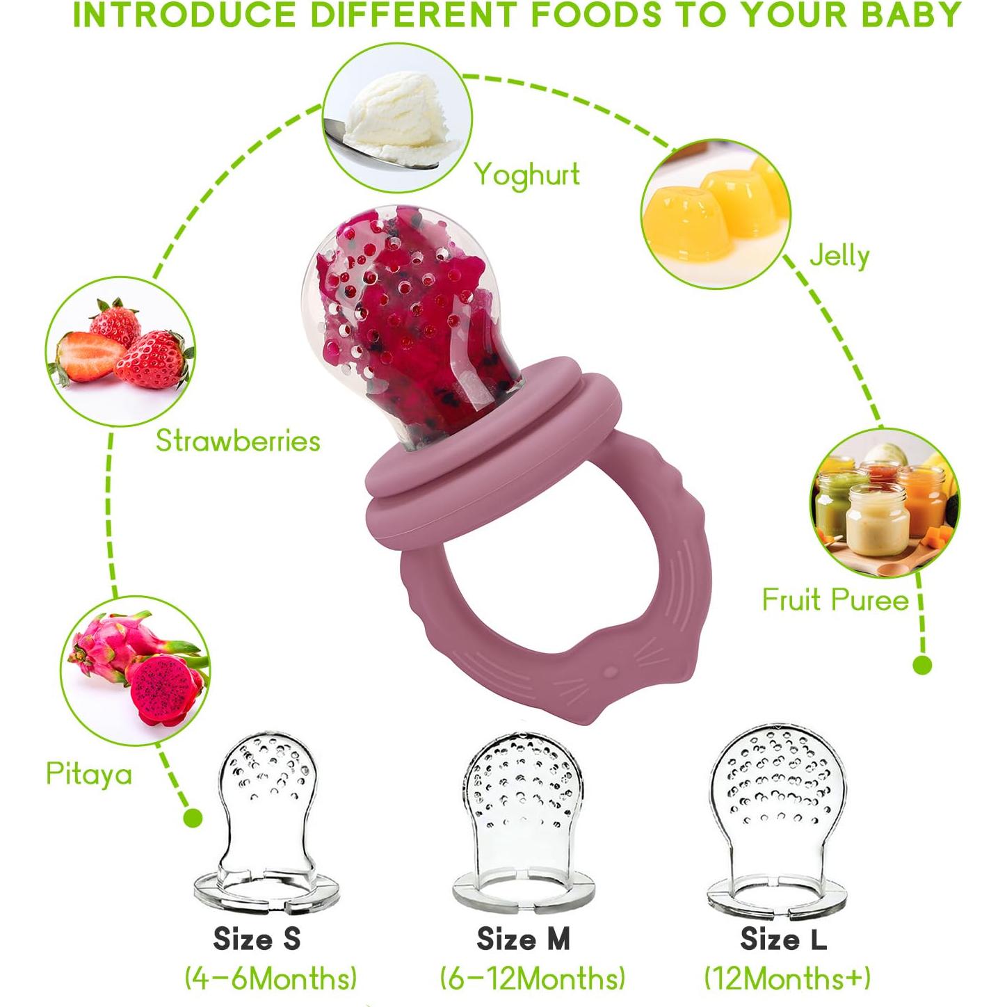 Alimentador de Frutas para Bebés Socub - 2 Pack Silicona 3 Tamaños