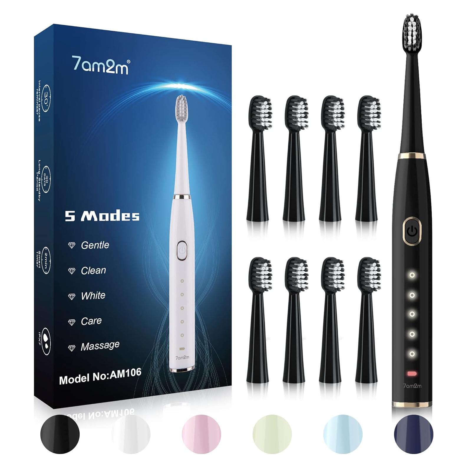 Cepillo de Dientes Eléctrico 7AM2M Negro con 8 Cabezales