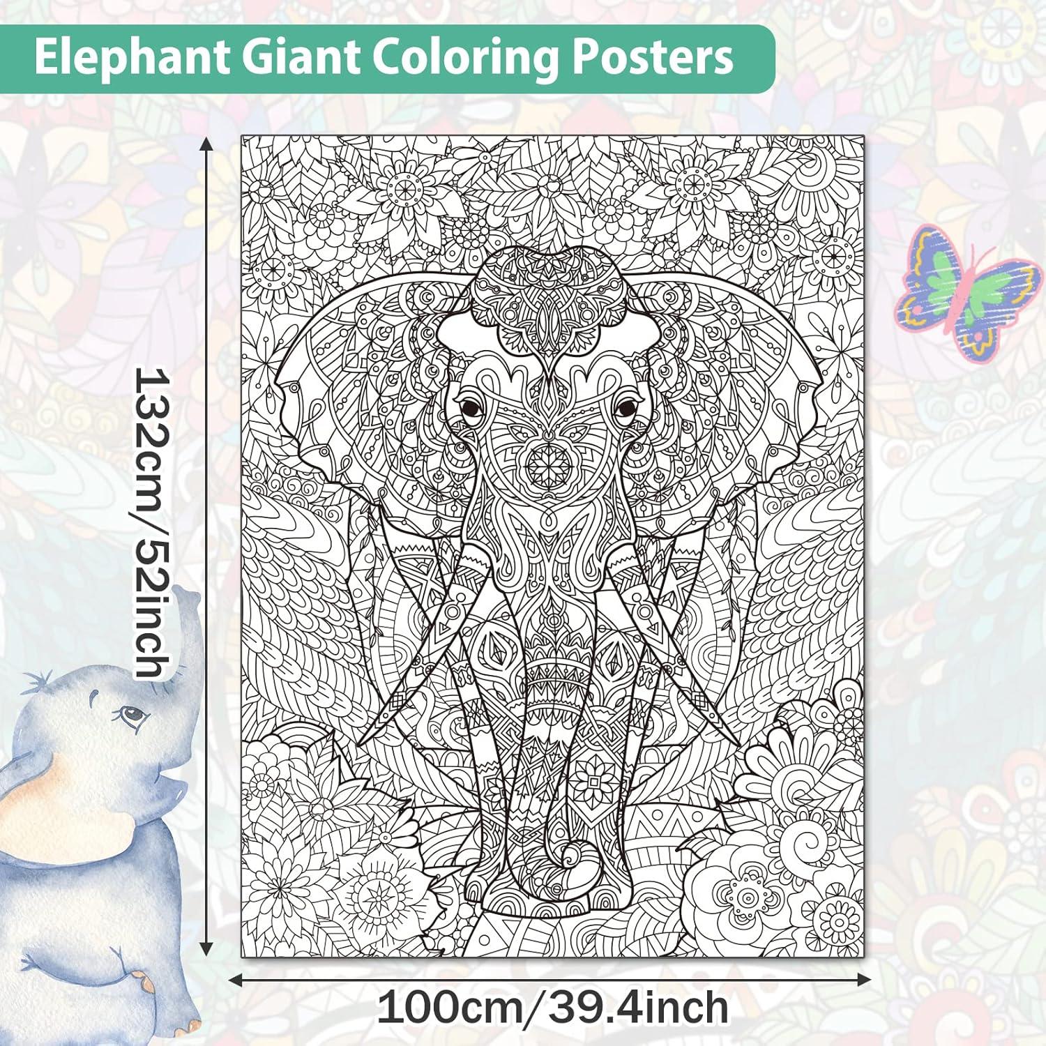 Póster de Colorear Elefante Jumbo ZOIIWA 132x100 cm
