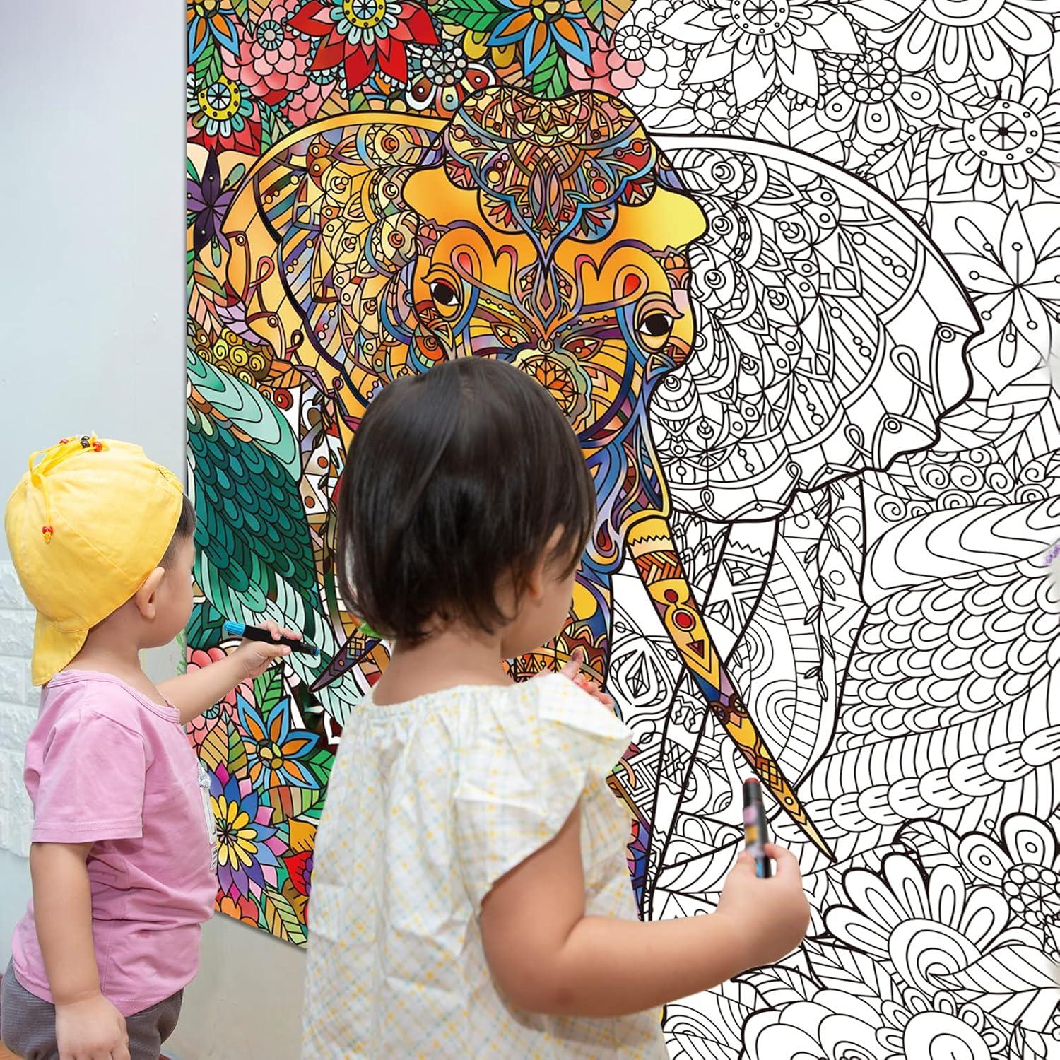 Póster de Colorear Elefante Jumbo ZOIIWA 132x100 cm