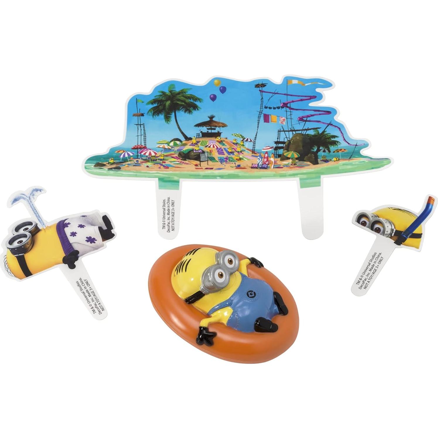 DecoSet Fiesta en la Playa Minions 4 Piezas para Pastel