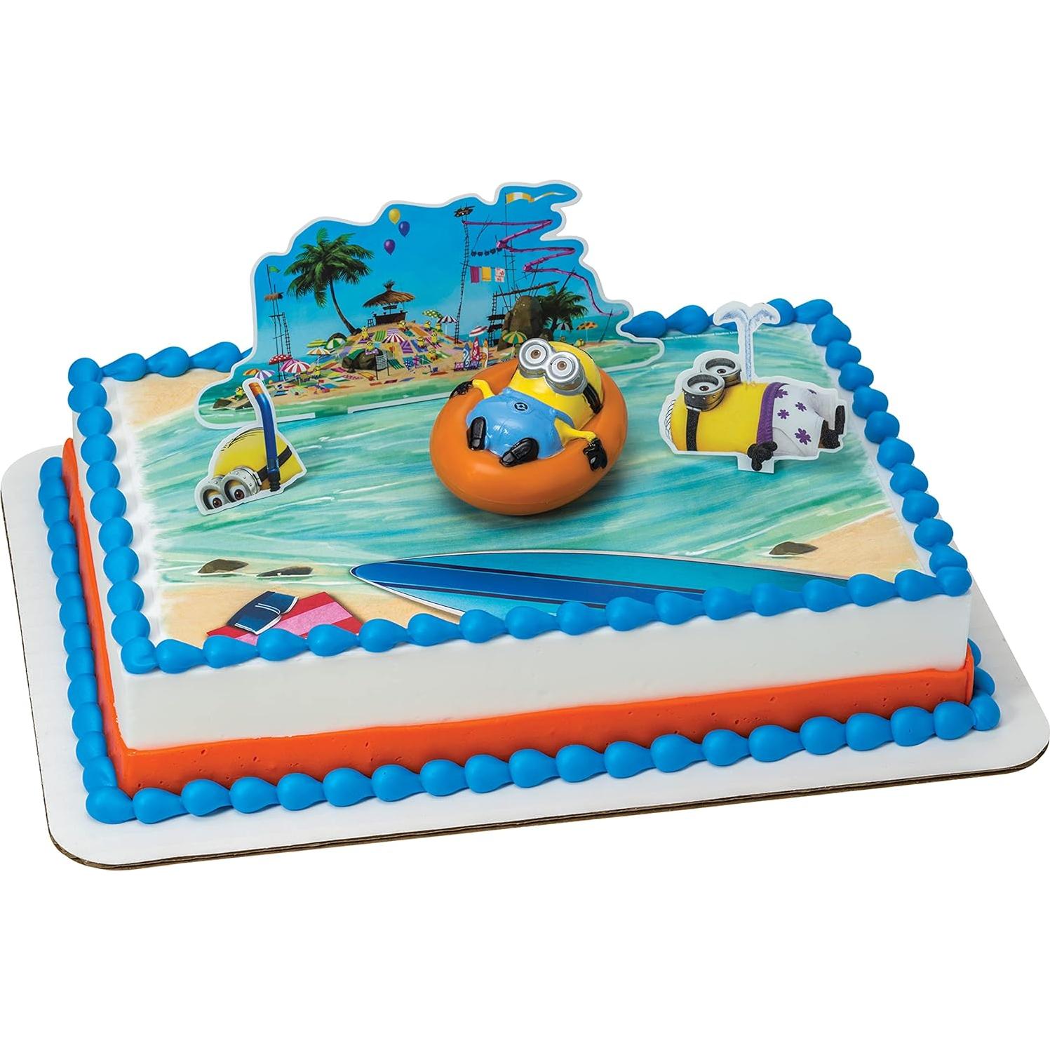 DecoSet Fiesta en la Playa Minions 4 Piezas para Pastel