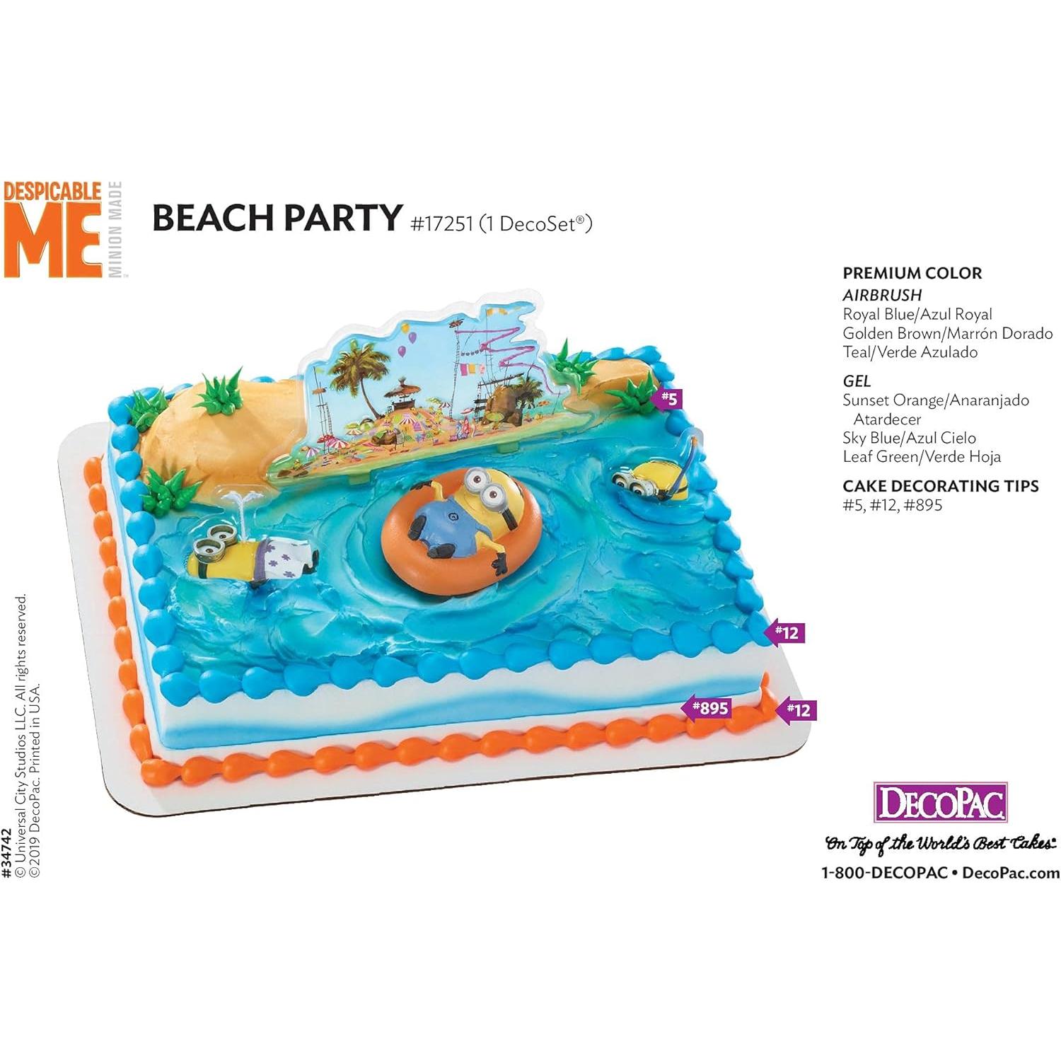 DecoSet Fiesta en la Playa Minions 4 Piezas para Pastel