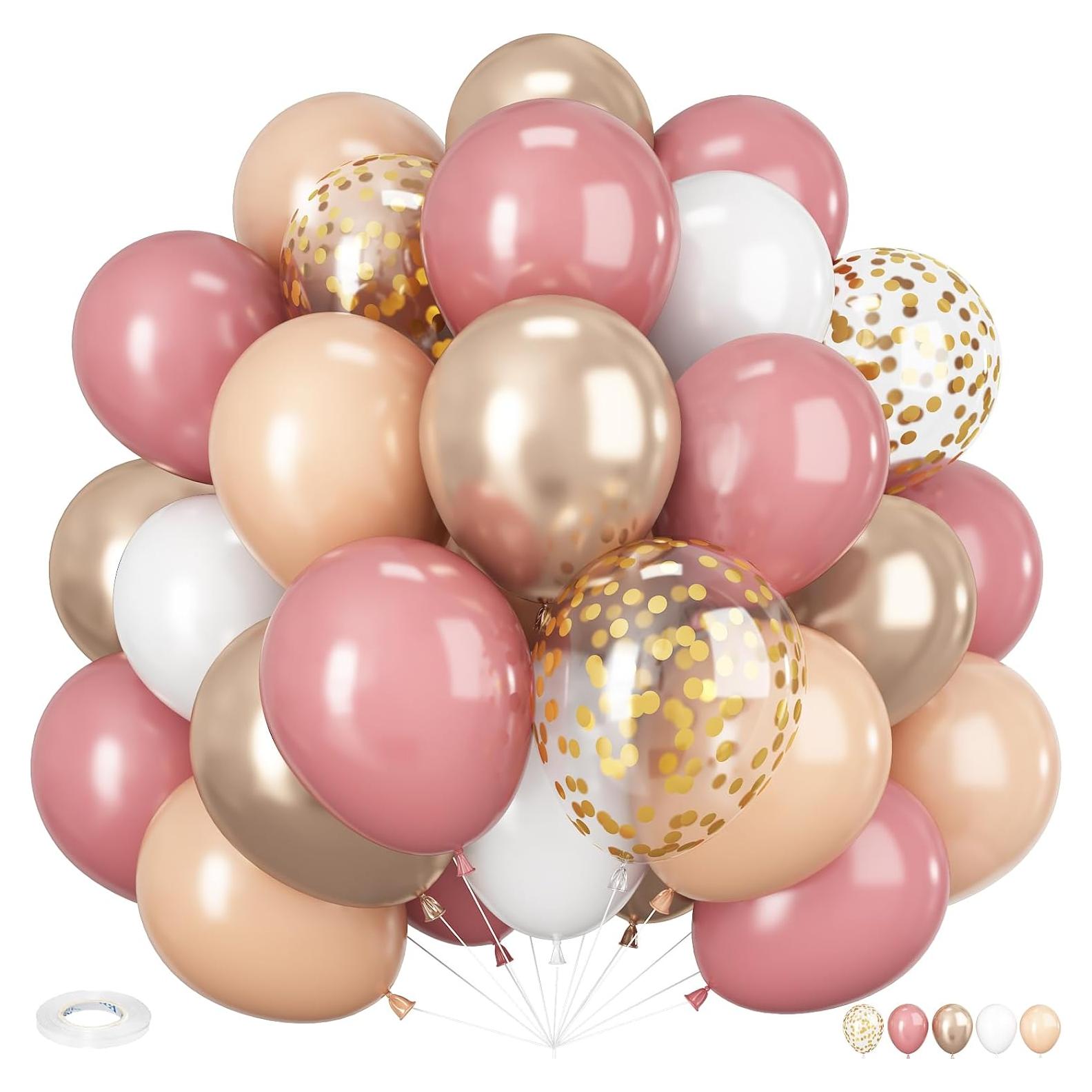 Globos de Confeti Rosa Rubor HILAVO 60 PCS 30 cm Fiesta