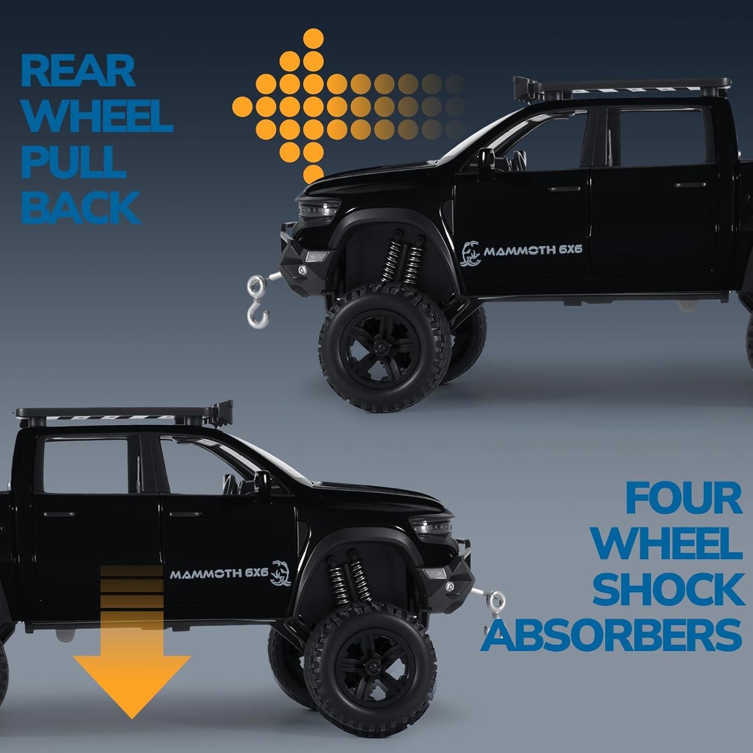 Camión de Juguete Diecast FRJV 19cm con Sonido y Luz Negro