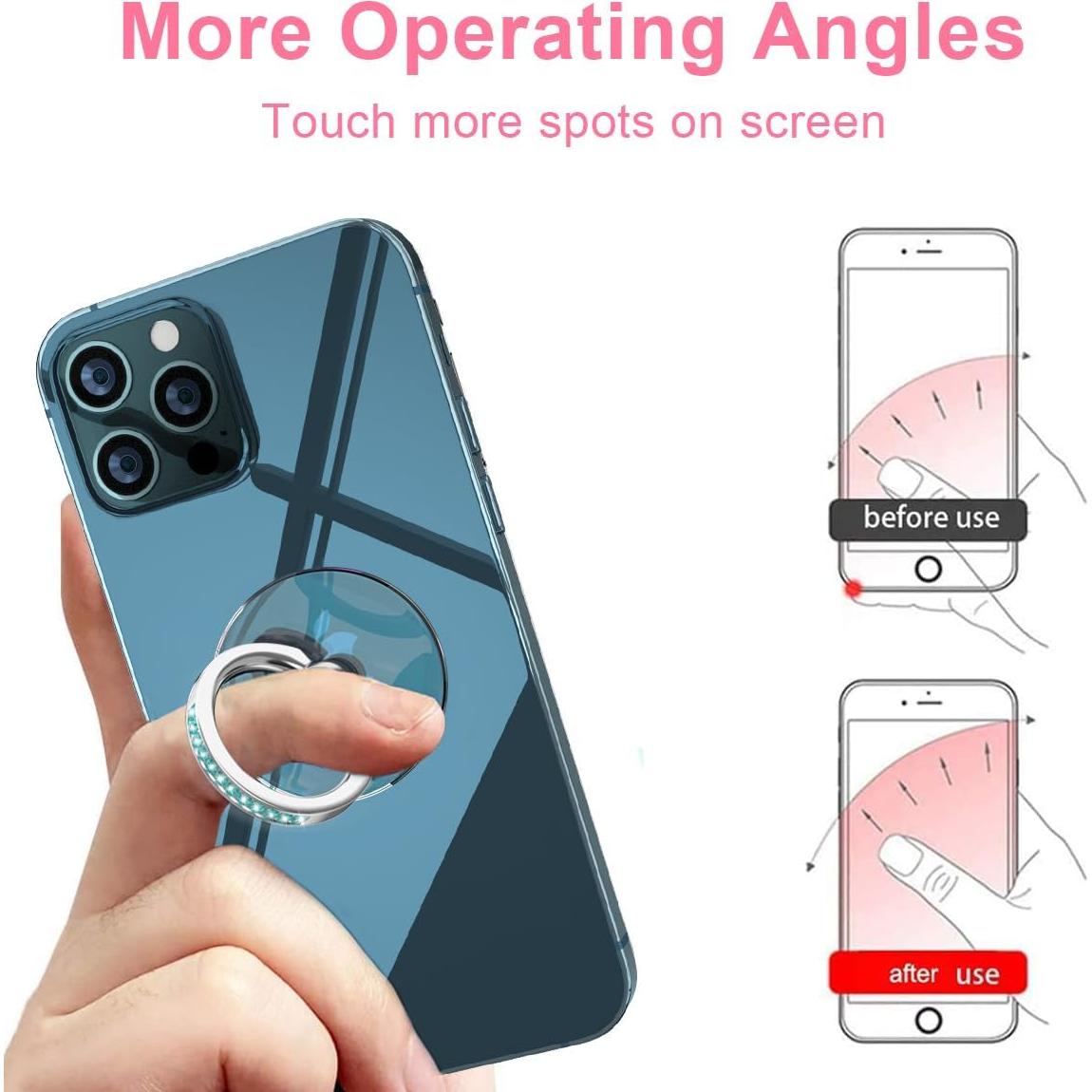 Soporte de Anillo para Teléfono KUTUMYQC 4 Pcs Transparente