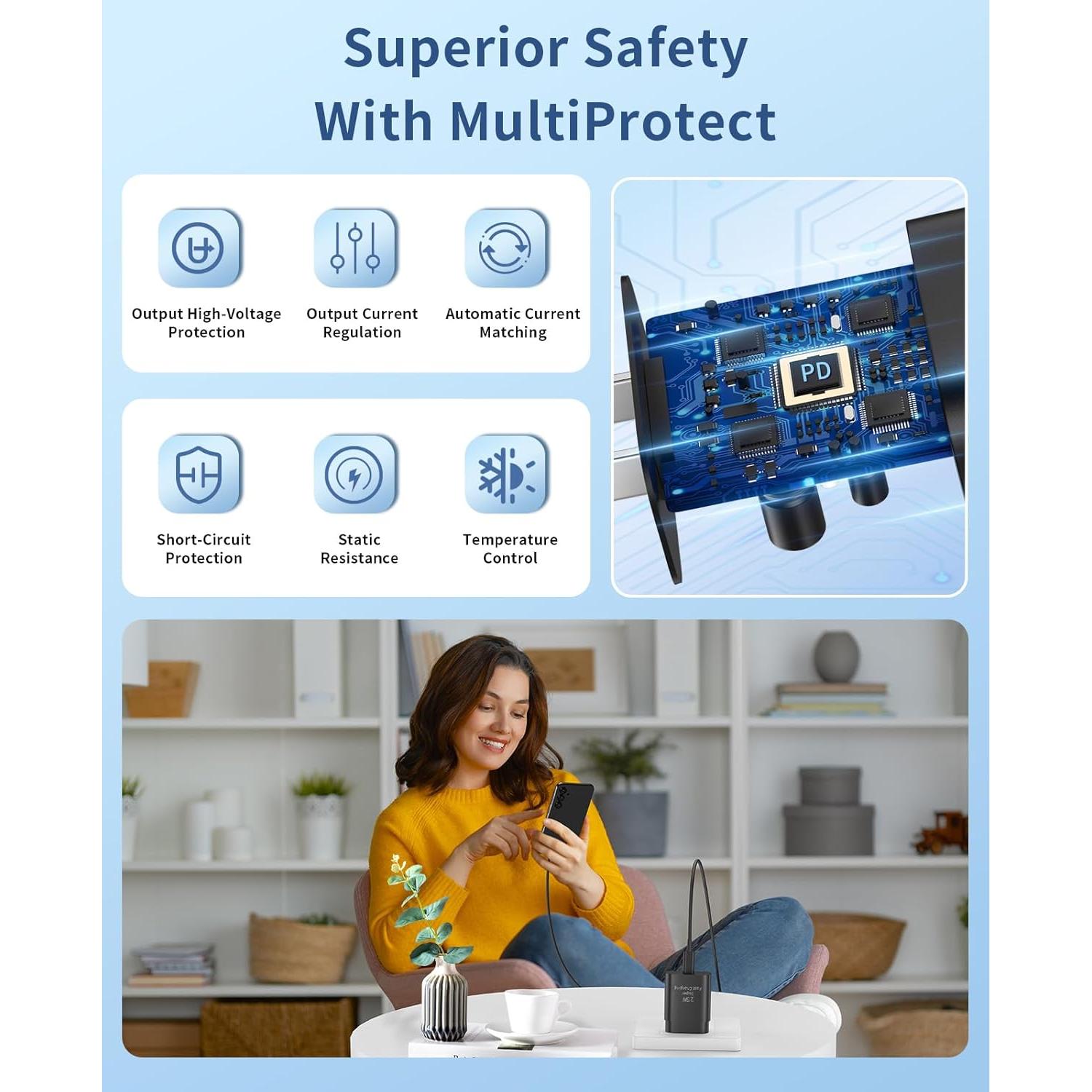 Cargador Rápido USB C Qntry 25W 2Pack con Cable 1.83m