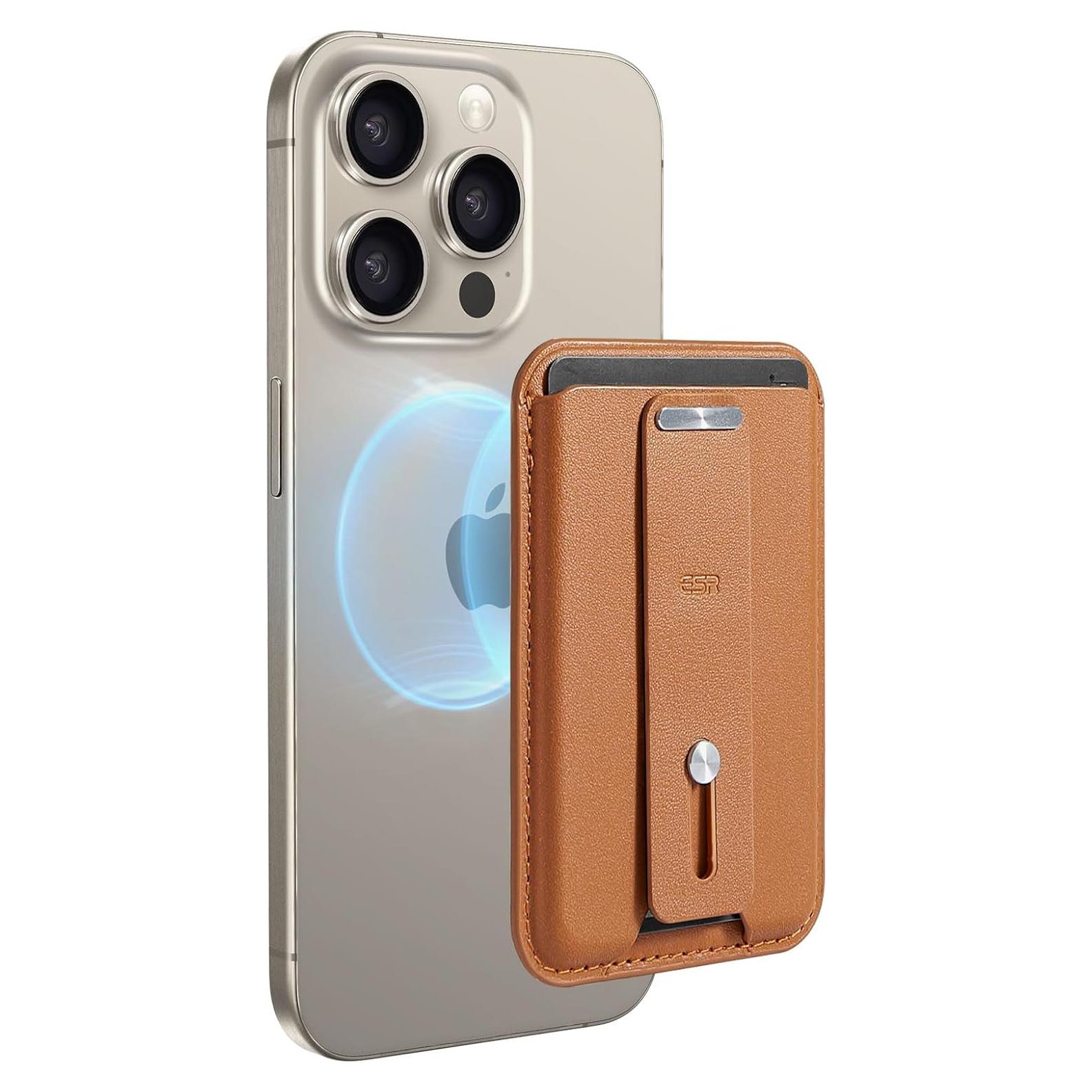 Cartera MagSafe ESR para iPhone 16/15/14/13/12 - Cuero Vegano Marrón