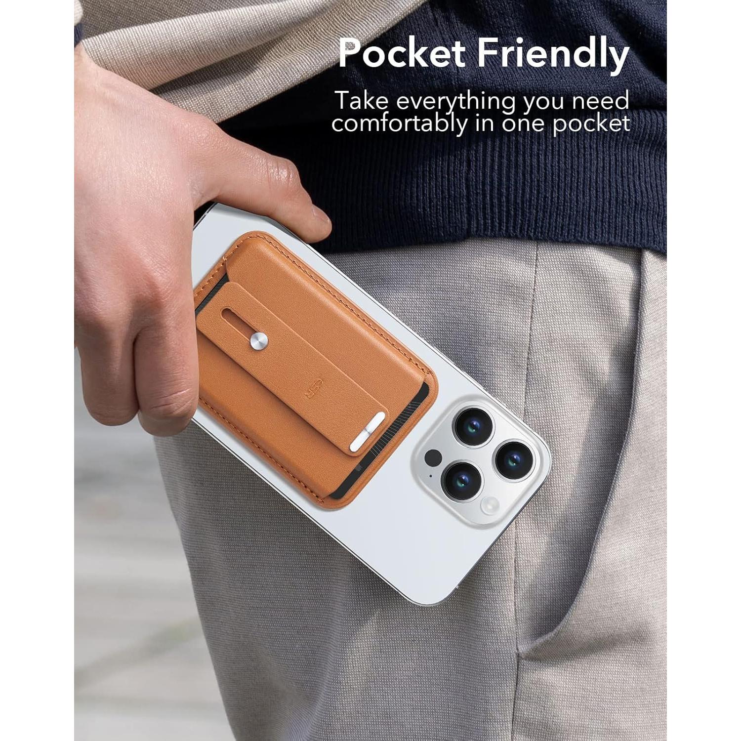 Cartera MagSafe ESR para iPhone 16/15/14/13/12 - Cuero Vegano Marrón