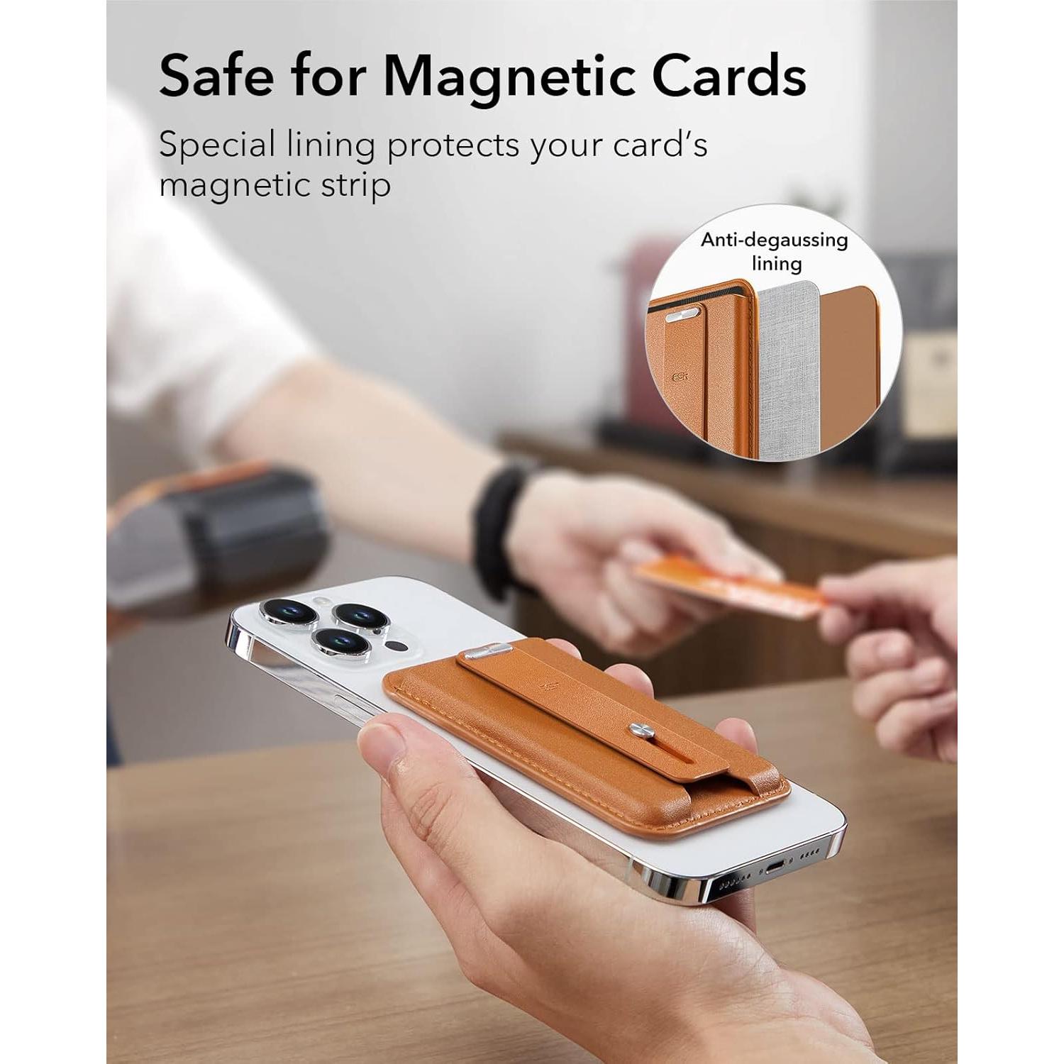 Cartera MagSafe ESR para iPhone 16/15/14/13/12 - Cuero Vegano Marrón