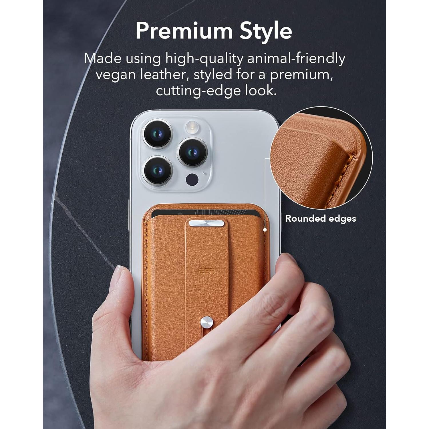 Cartera MagSafe ESR para iPhone 16/15/14/13/12 - Cuero Vegano Marrón