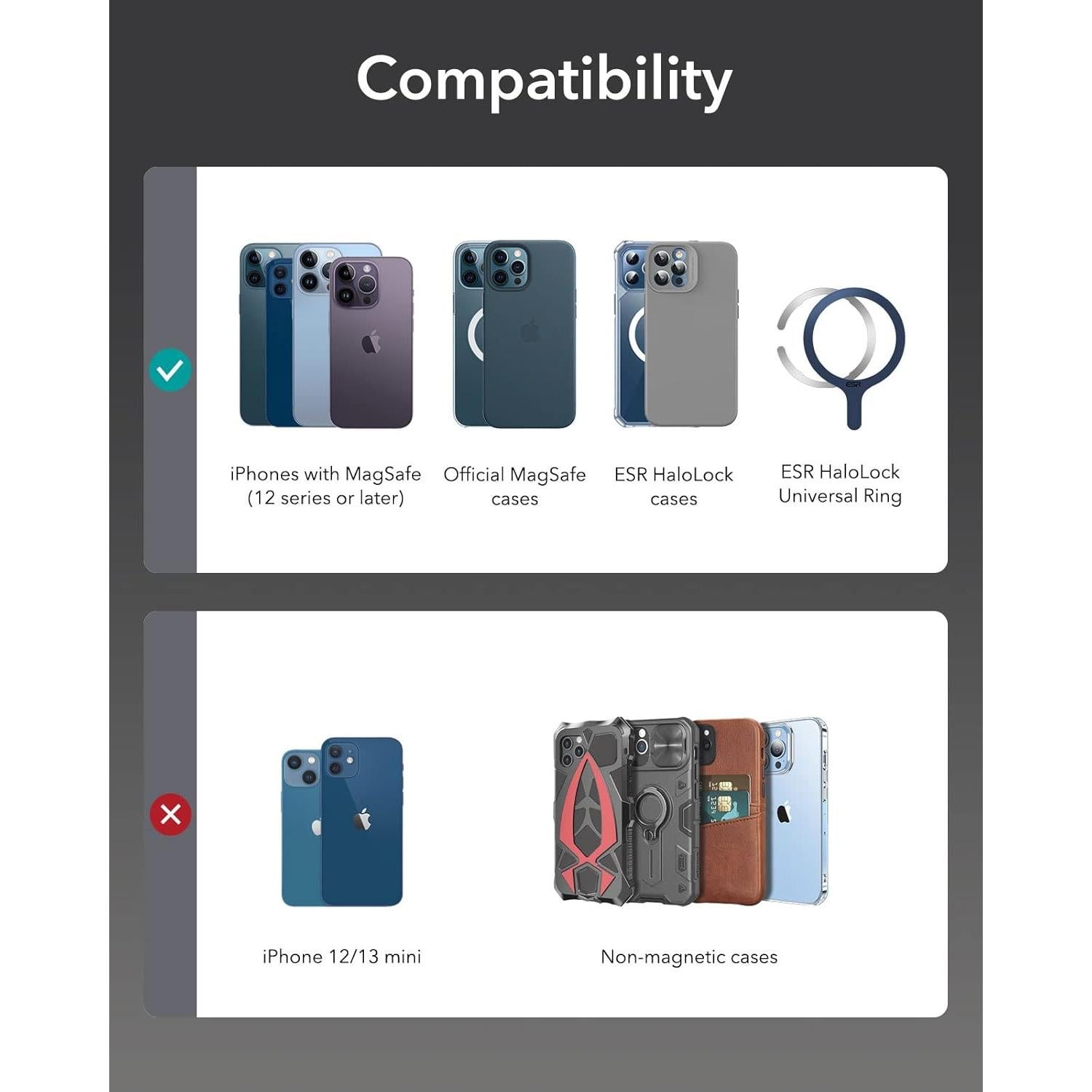 Cartera MagSafe ESR para iPhone 16/15/14/13/12 - Cuero Vegano Marrón