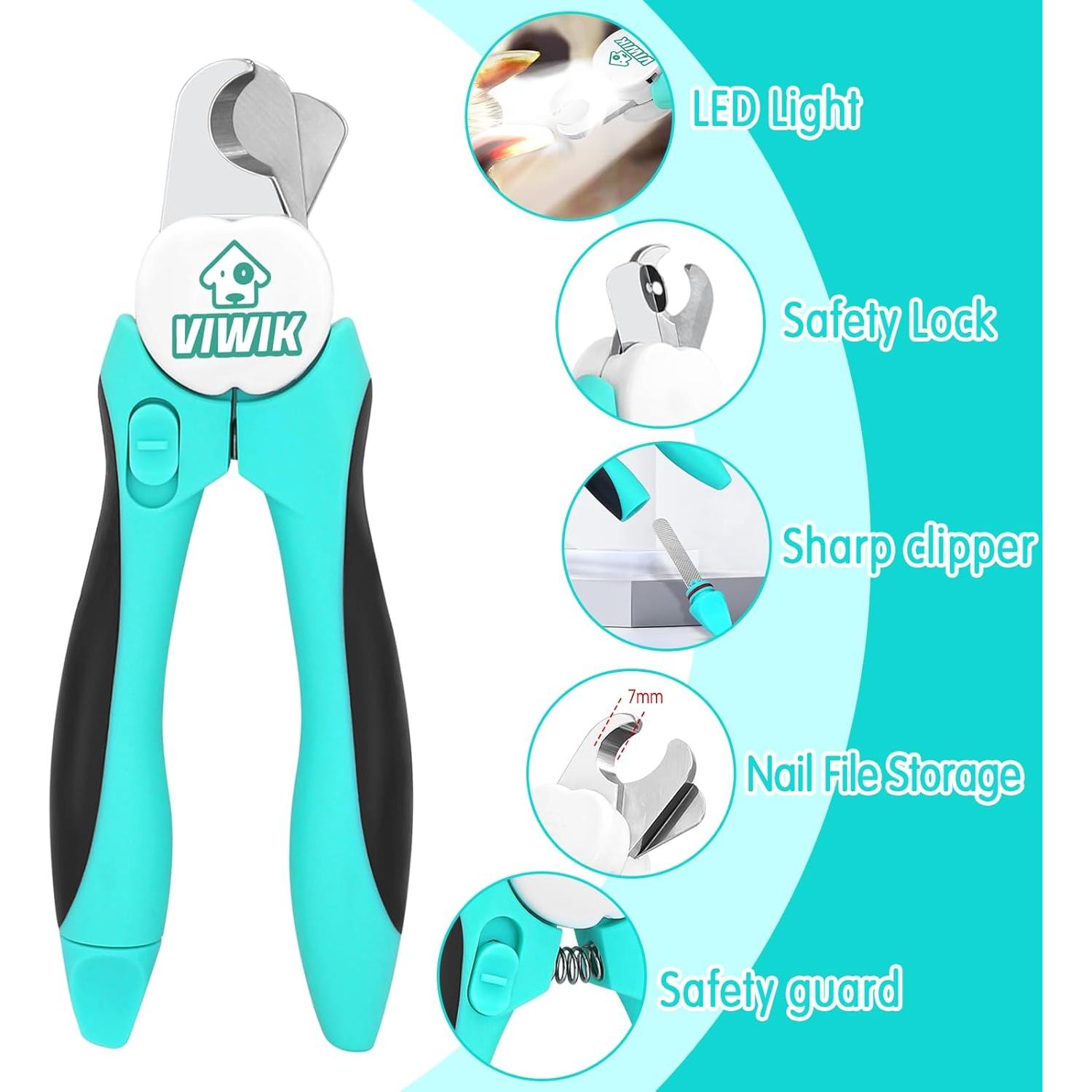 Cortadores de Uñas para Perros VIWIK con Luz LED y Peine