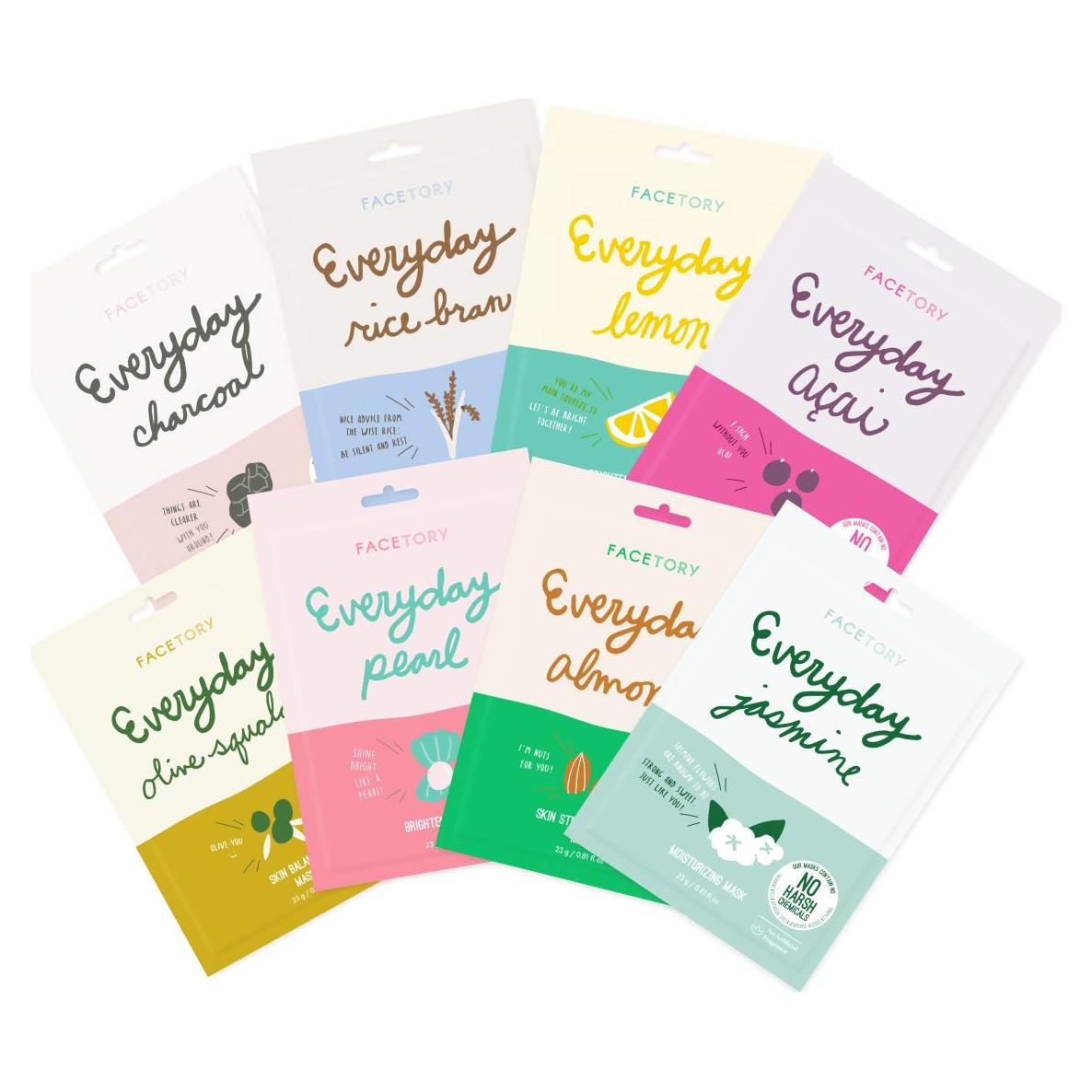 Mascarillas Faciales Facetory K Beauty - Colección Everyday 8 Piezas