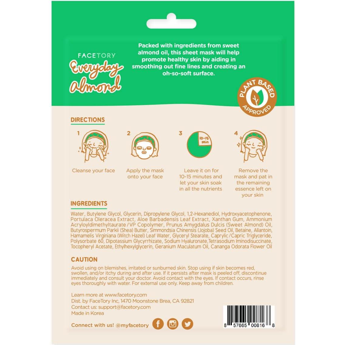 Mascarillas Faciales Facetory K Beauty - Colección Everyday 8 Piezas