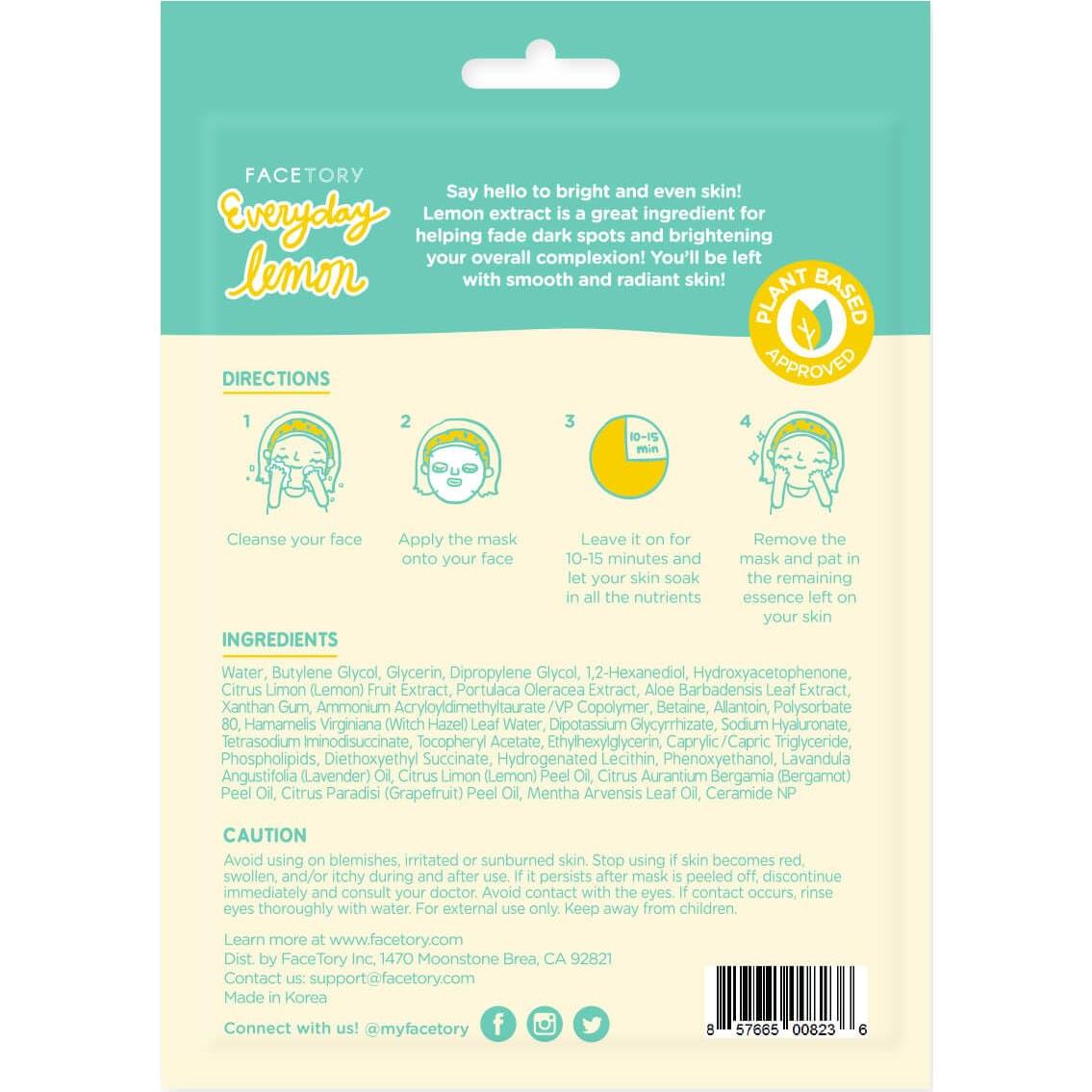 Mascarillas Faciales Facetory K Beauty - Colección Everyday 8 Piezas