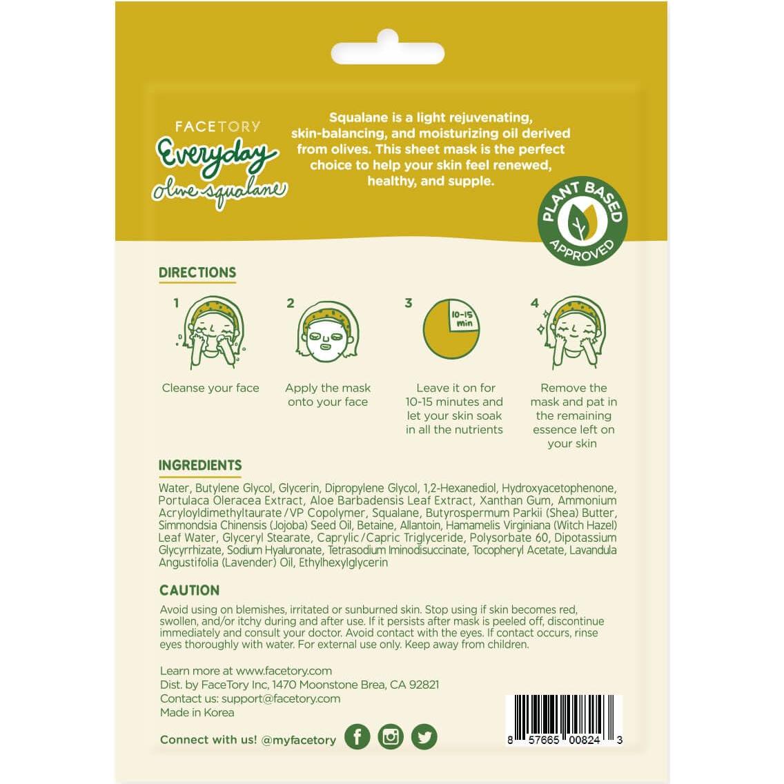 Mascarillas Faciales Facetory K Beauty - Colección Everyday 8 Piezas