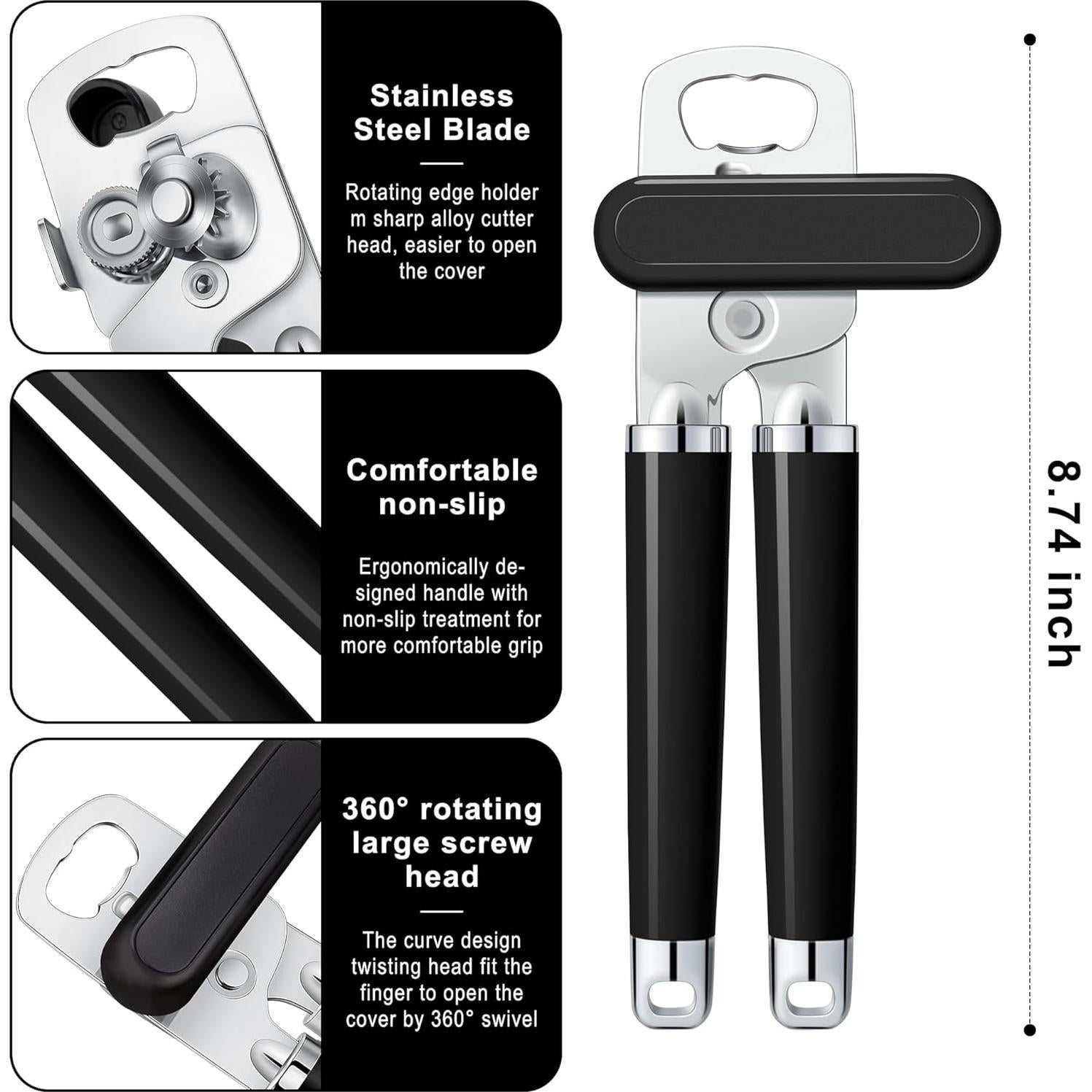 Abrelatas Manual Urbanstrive XL 22 cm Acero Inoxidable Negro