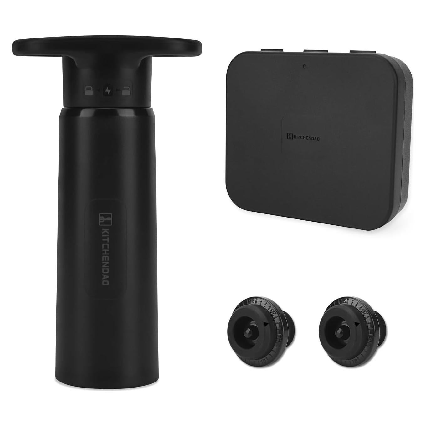 Bomba de Vacío para Vino KITCHENDAO con 2 Tapones Reutilizables
