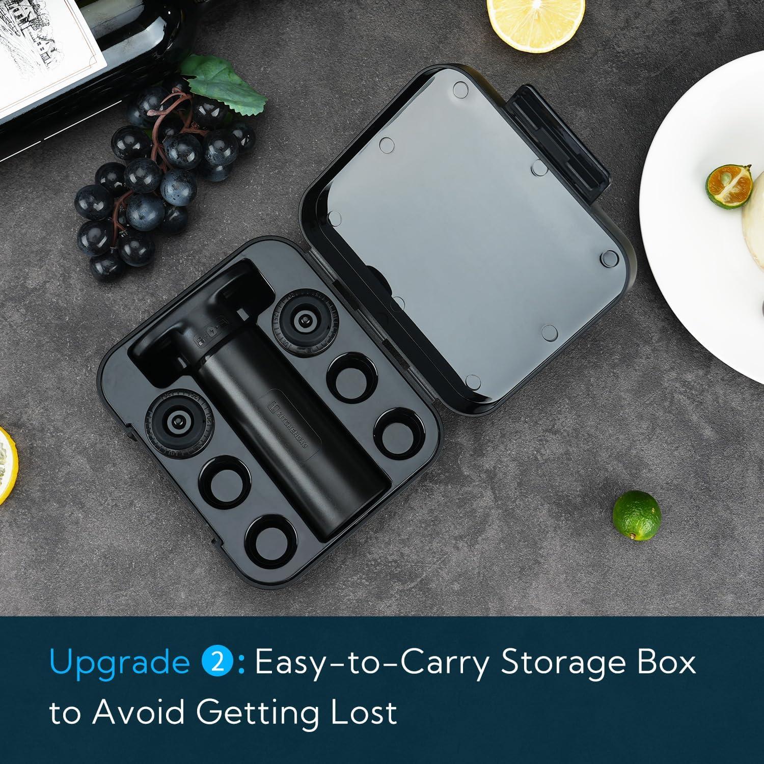 Bomba de Vacío para Vino KITCHENDAO con 2 Tapones Reutilizables