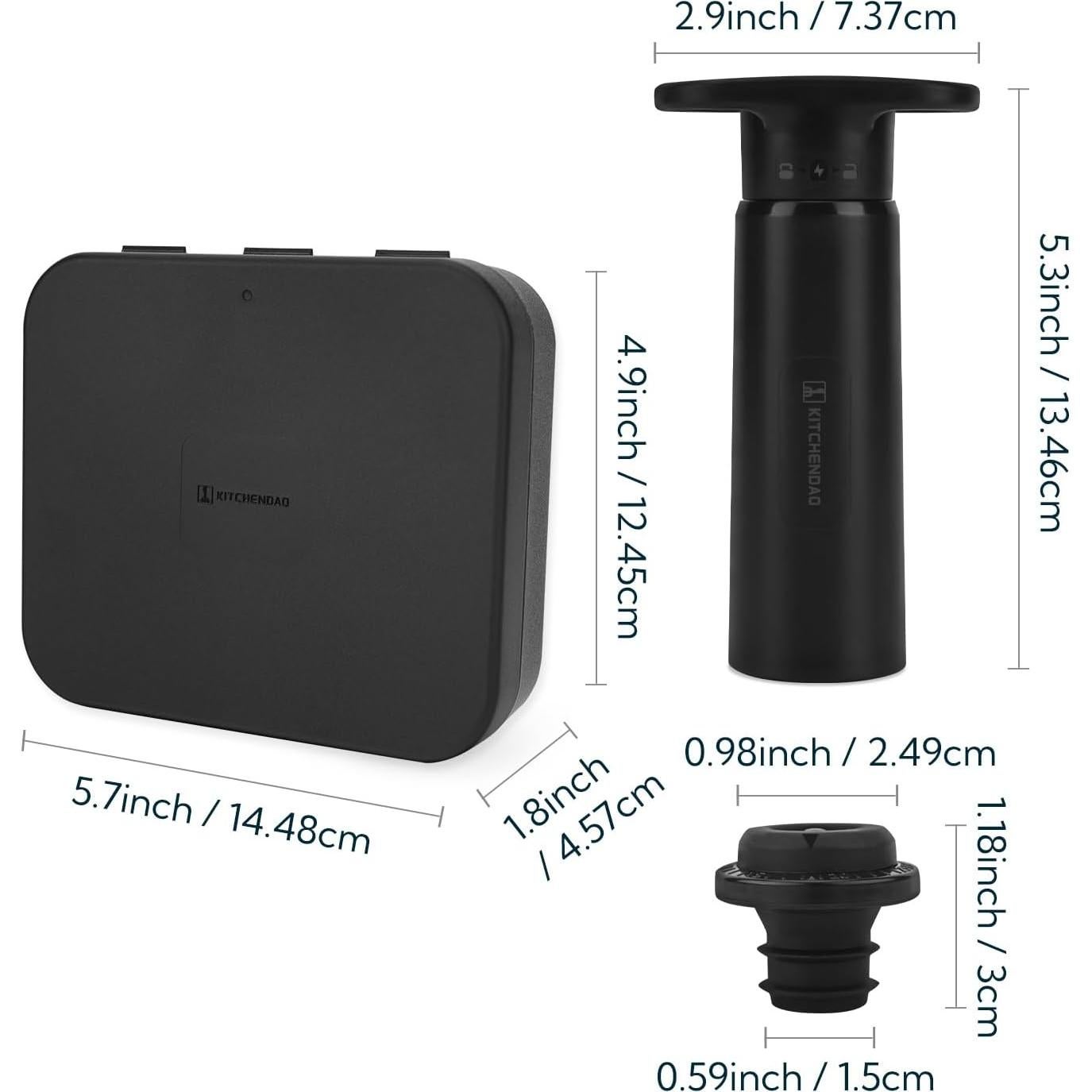 Bomba de Vacío para Vino KITCHENDAO con 2 Tapones Reutilizables