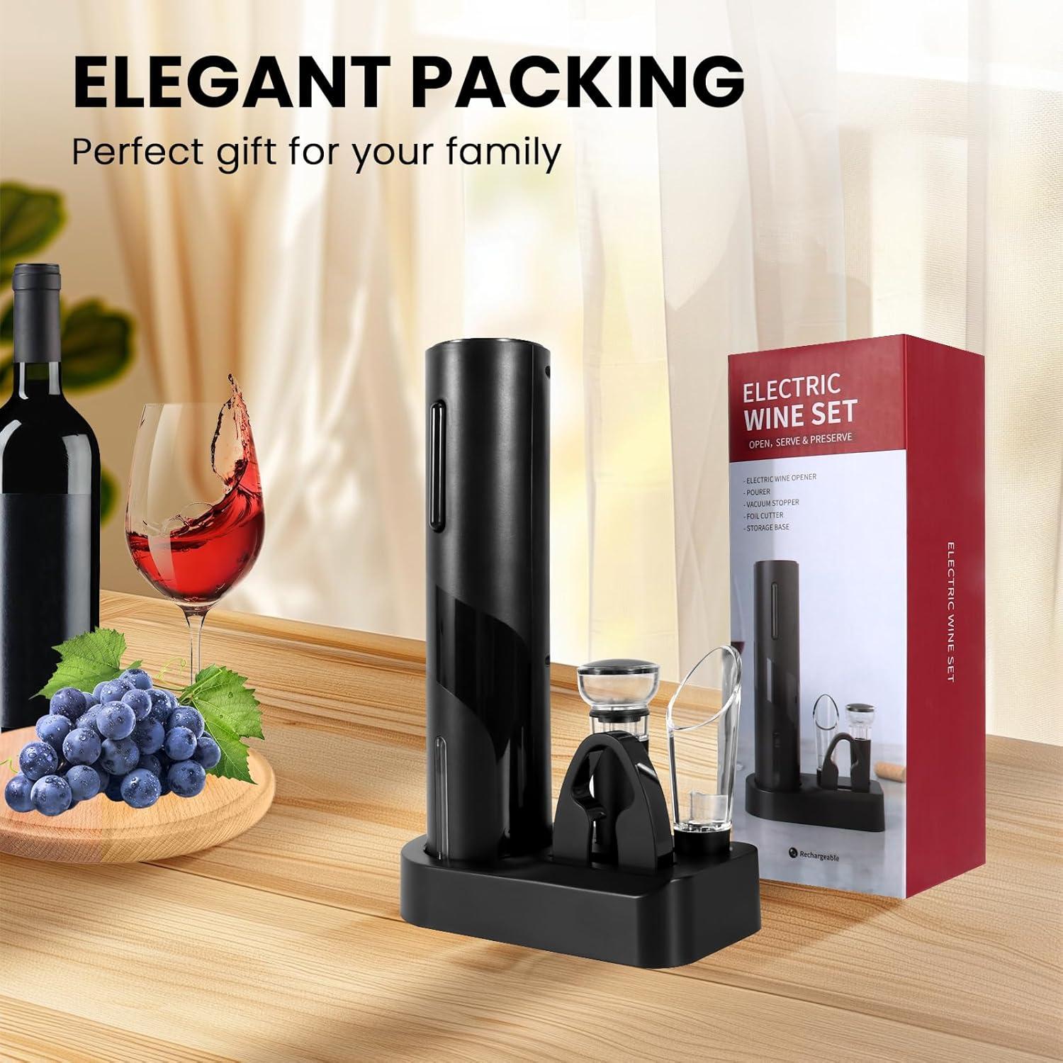 Abridor de Botellas de Vino Eléctrico LAMA Negro Recargable