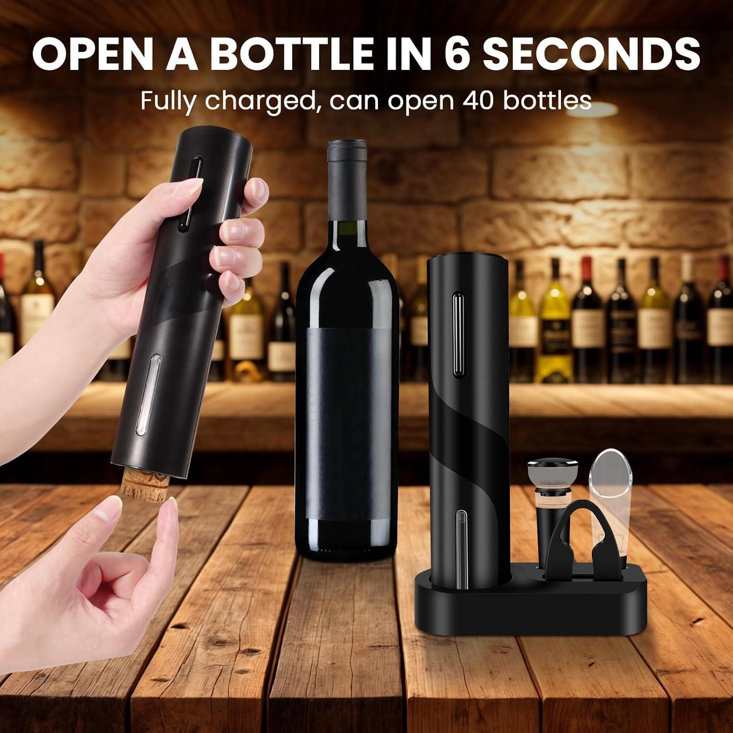 Abridor de Botellas de Vino Eléctrico LAMA Negro Recargable