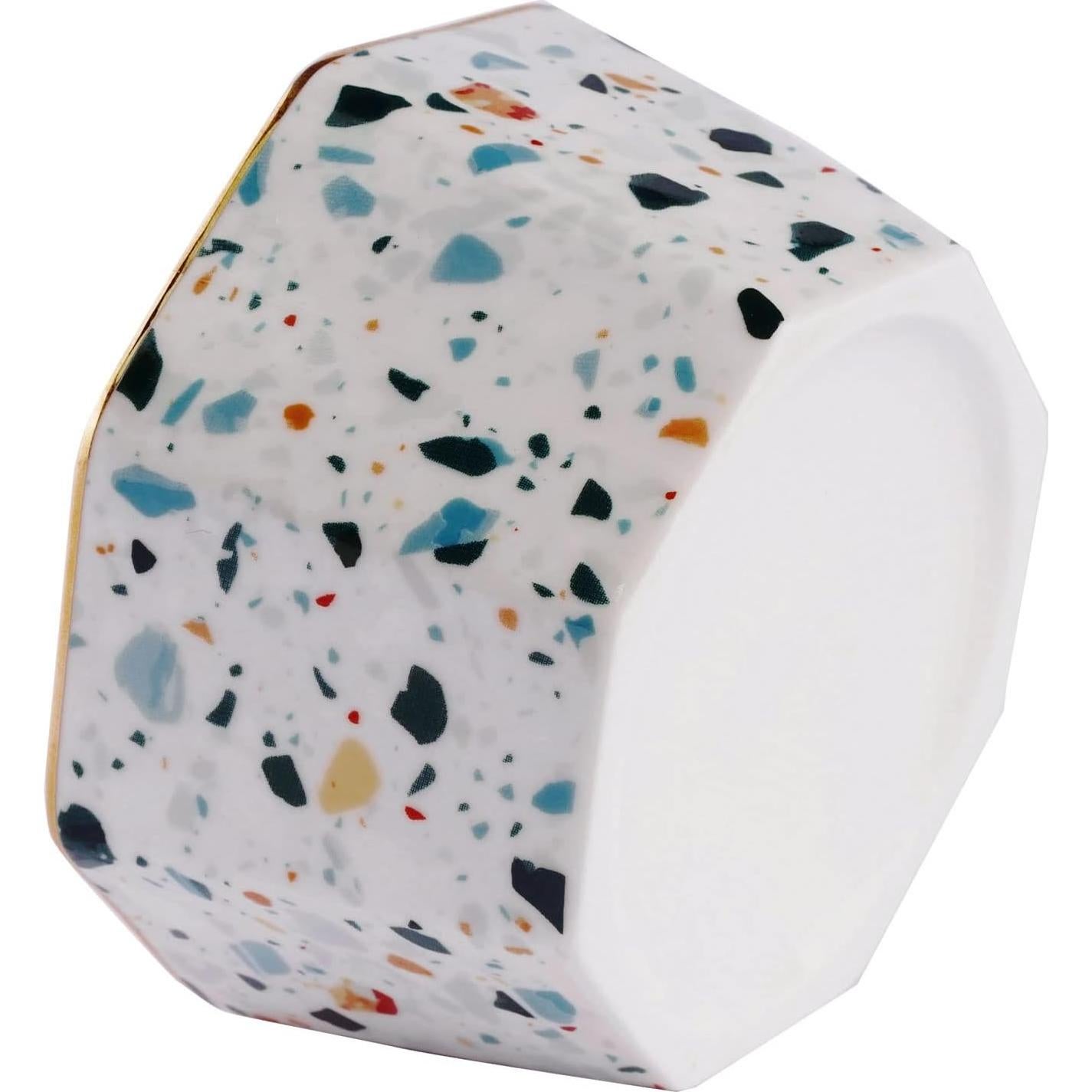 Soporte de Clips de Papel Cerámica LEAZUL Azul Terrazzo