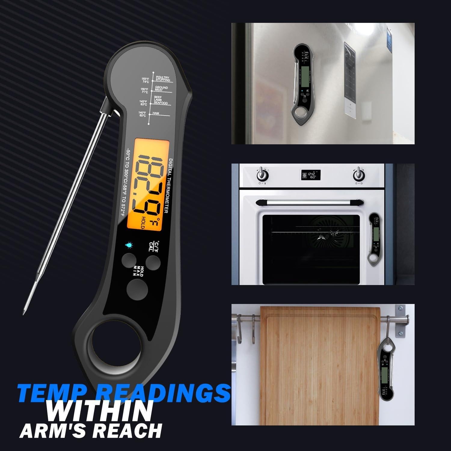 Termómetro Digital de Carne NIUTA HD-AAA, Lectura Rápida 1s, Impermeable