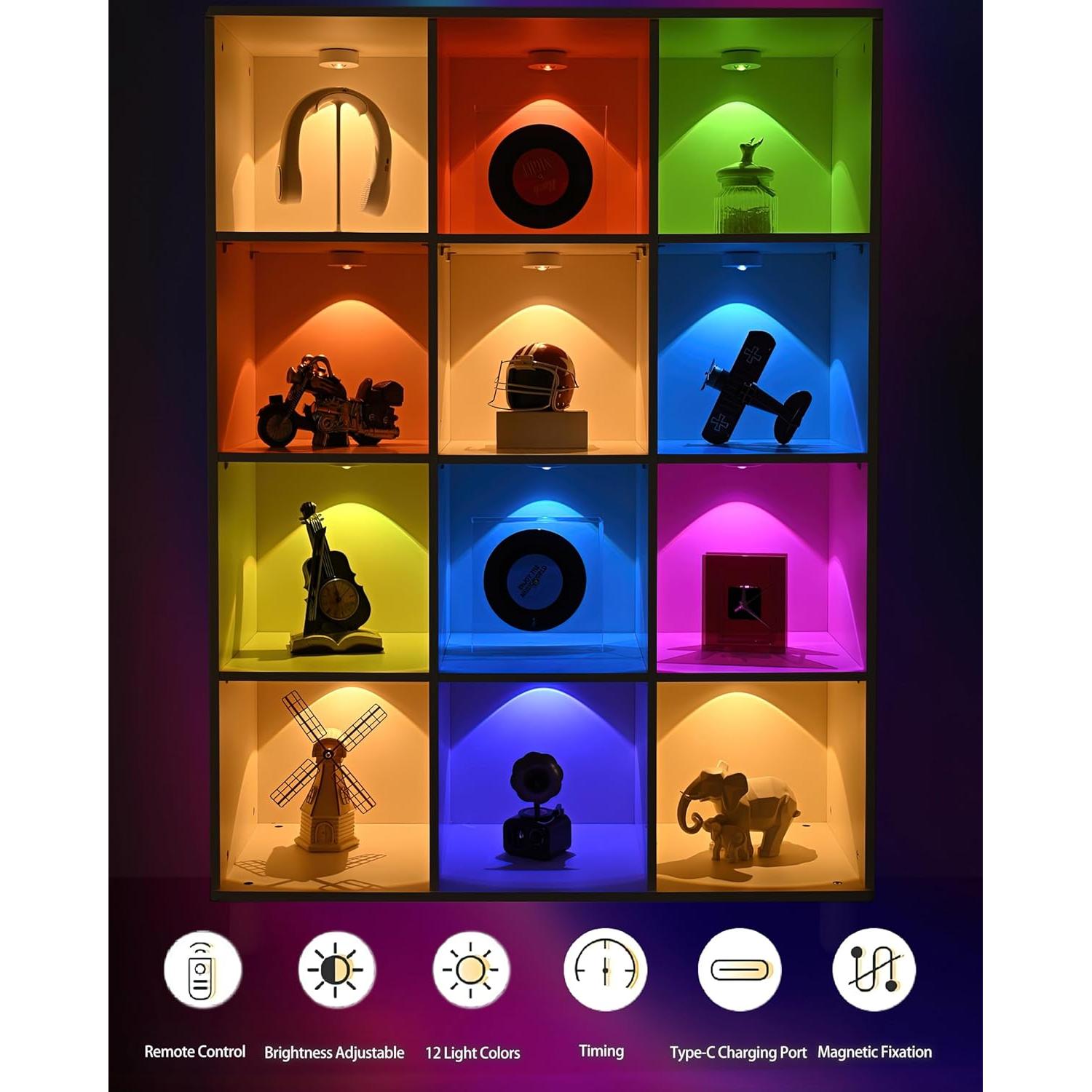 Luces Puck LED Recargables WUYVMXI con Control Remoto 3pcs