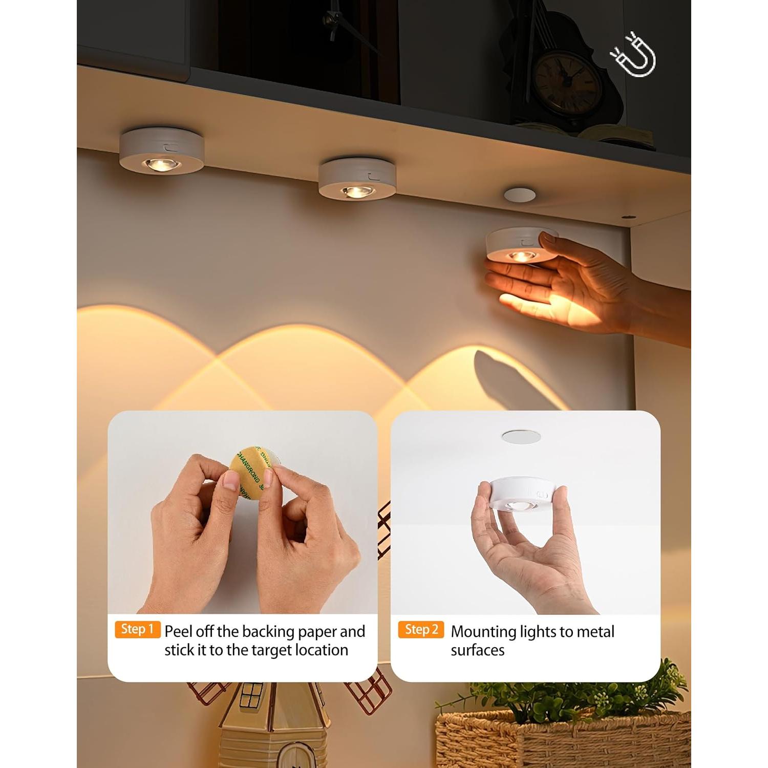 Luces Puck LED Recargables WUYVMXI con Control Remoto 3pcs