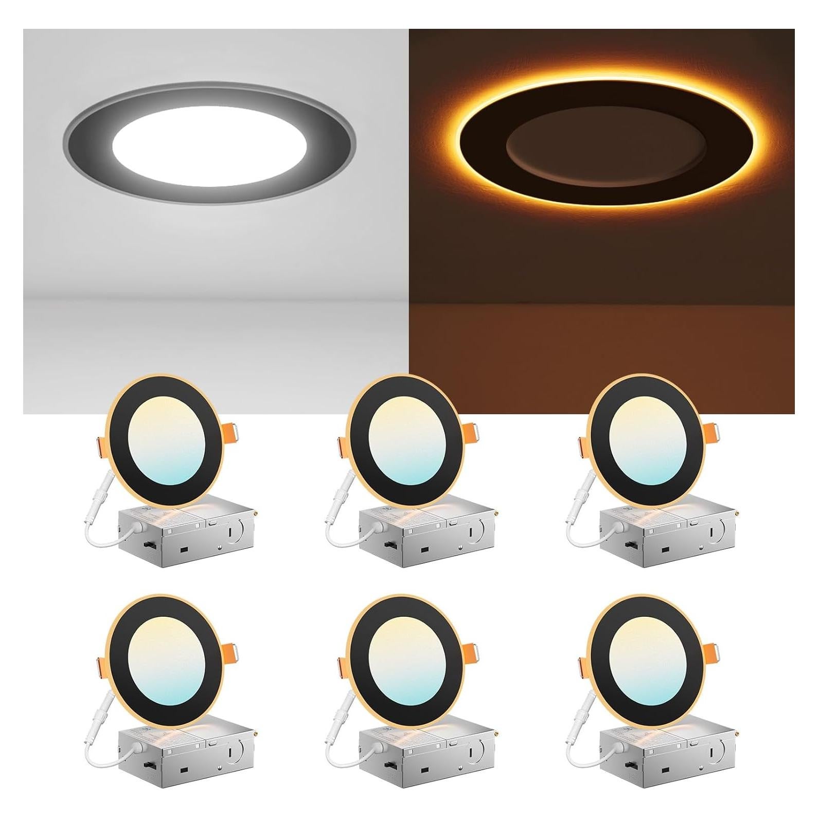 Luz de Techo Empotrada LED Amico 6 Pack 10W 700LM Negro