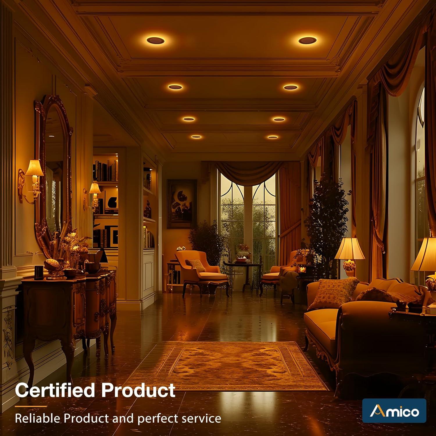 Luz de Techo Empotrada LED Amico 6 Pack 10W 700LM Negro