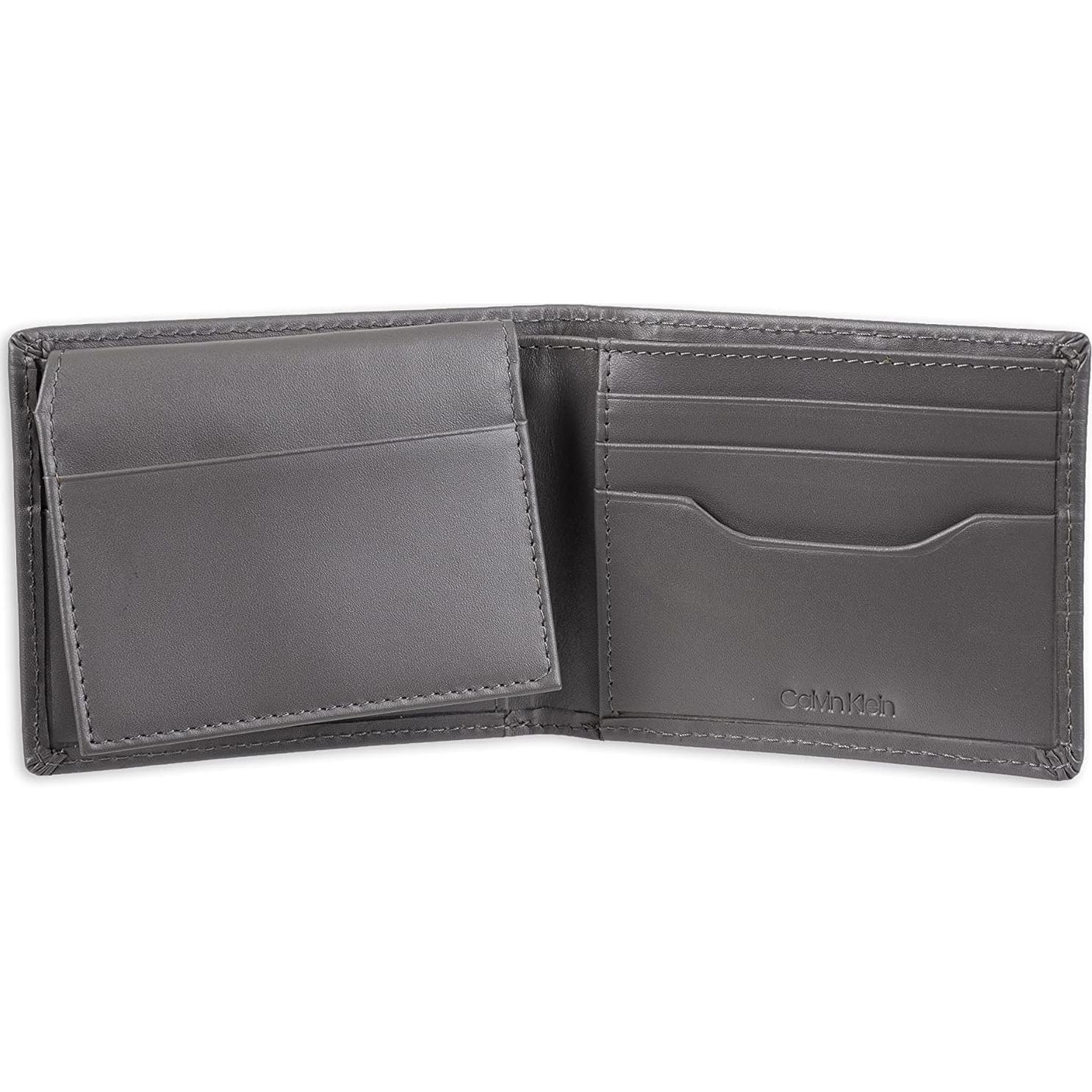 Billetera Bifold de Cuero Calvin Klein Gris Passcase