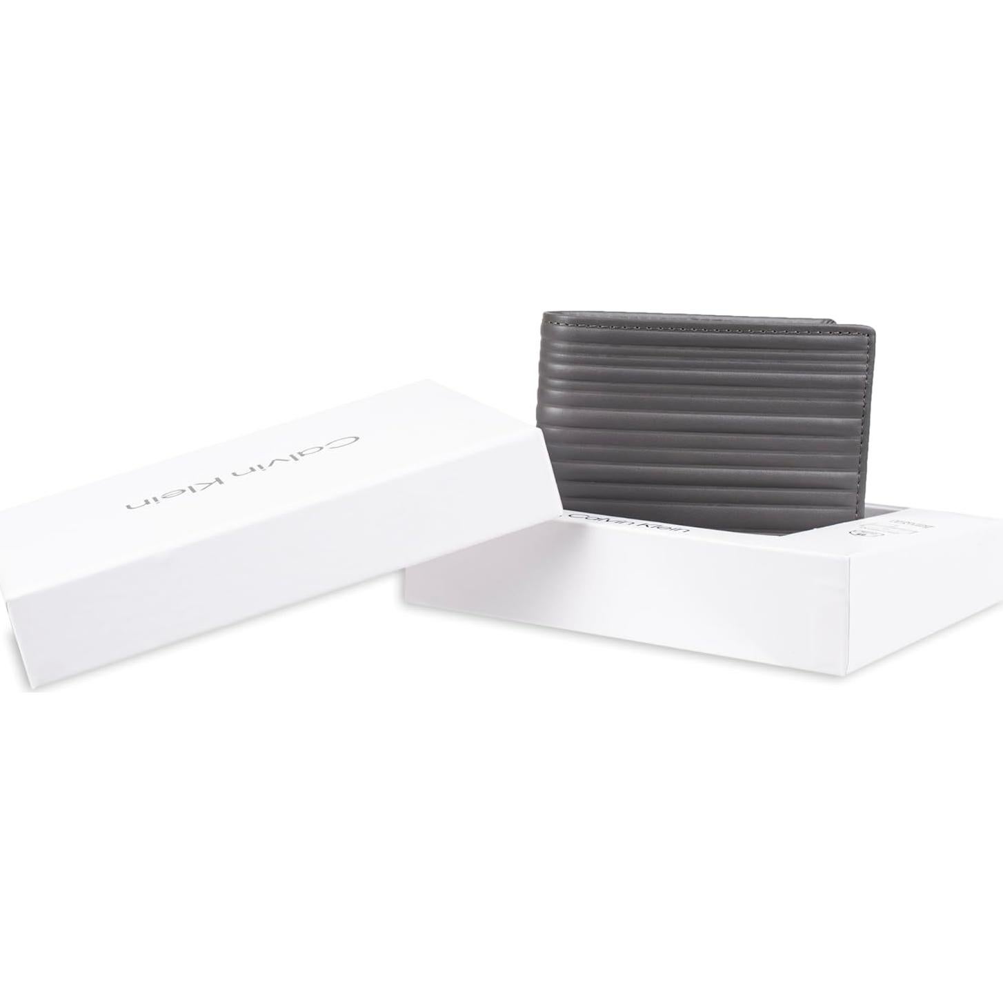 Billetera Bifold de Cuero Calvin Klein Gris Passcase