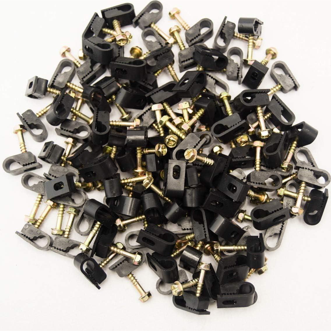 Clips de Cable Coaxial Stanz, 100 Piezas, Negro, PE UV