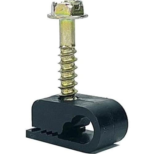 Clips de Cable Coaxial Stanz, 100 Piezas, Negro, PE UV