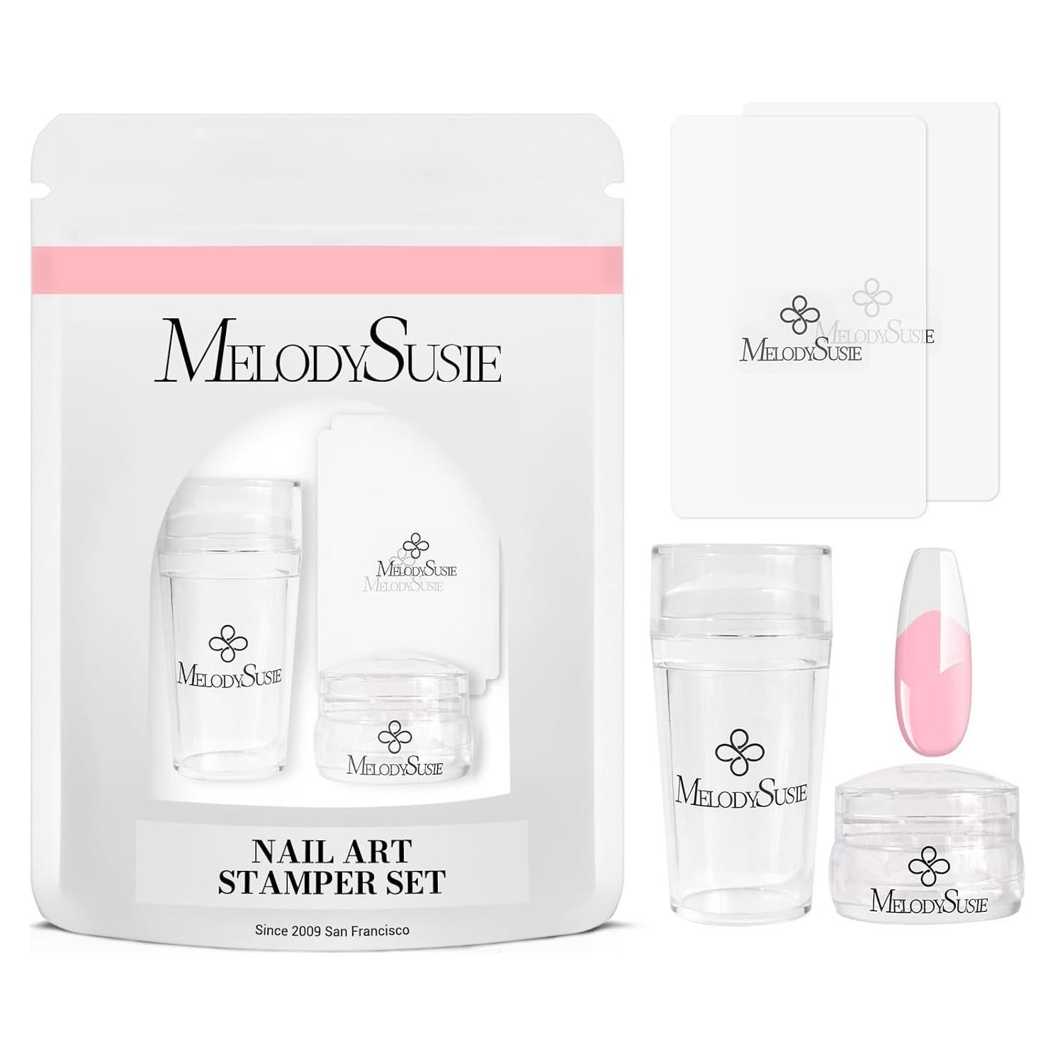 Kit de Estampado de Uñas MelodySusie 4PCS Silicona Transparente