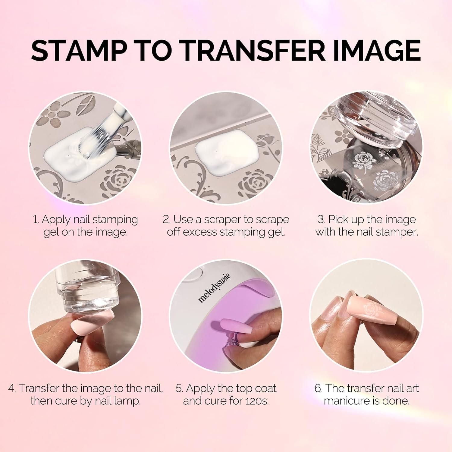 Kit de Estampado de Uñas MelodySusie 4PCS Silicona Transparente