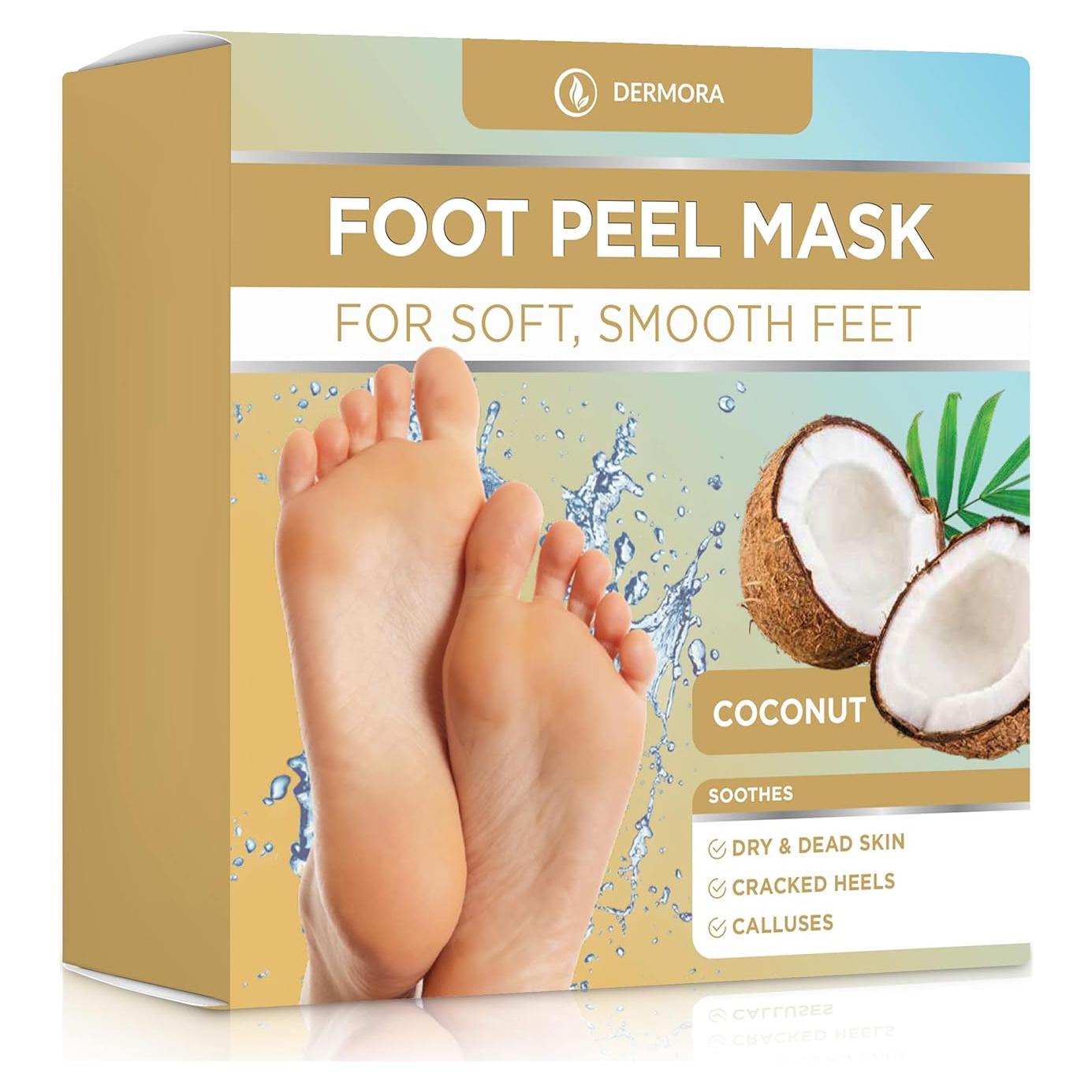 Mascarilla Exfoliante para Pies DERMORA - Aroma Coco - 2 Unidades