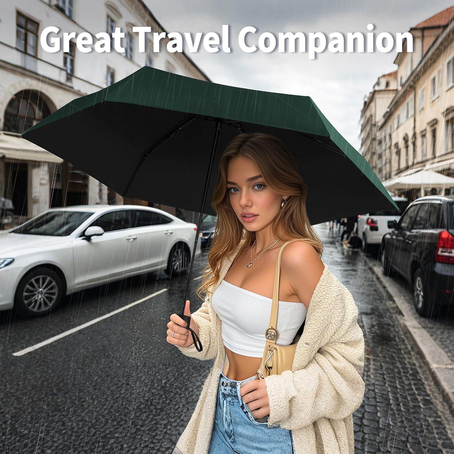 Paraguas Mini Compacto Yoobure Verde Oscuro 100 cm UV 50+