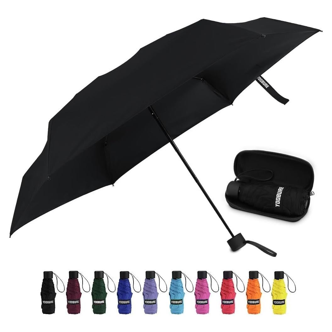 Paraguas Mini Compacto Yoobure Negro 100 cm UV 99% Portátil