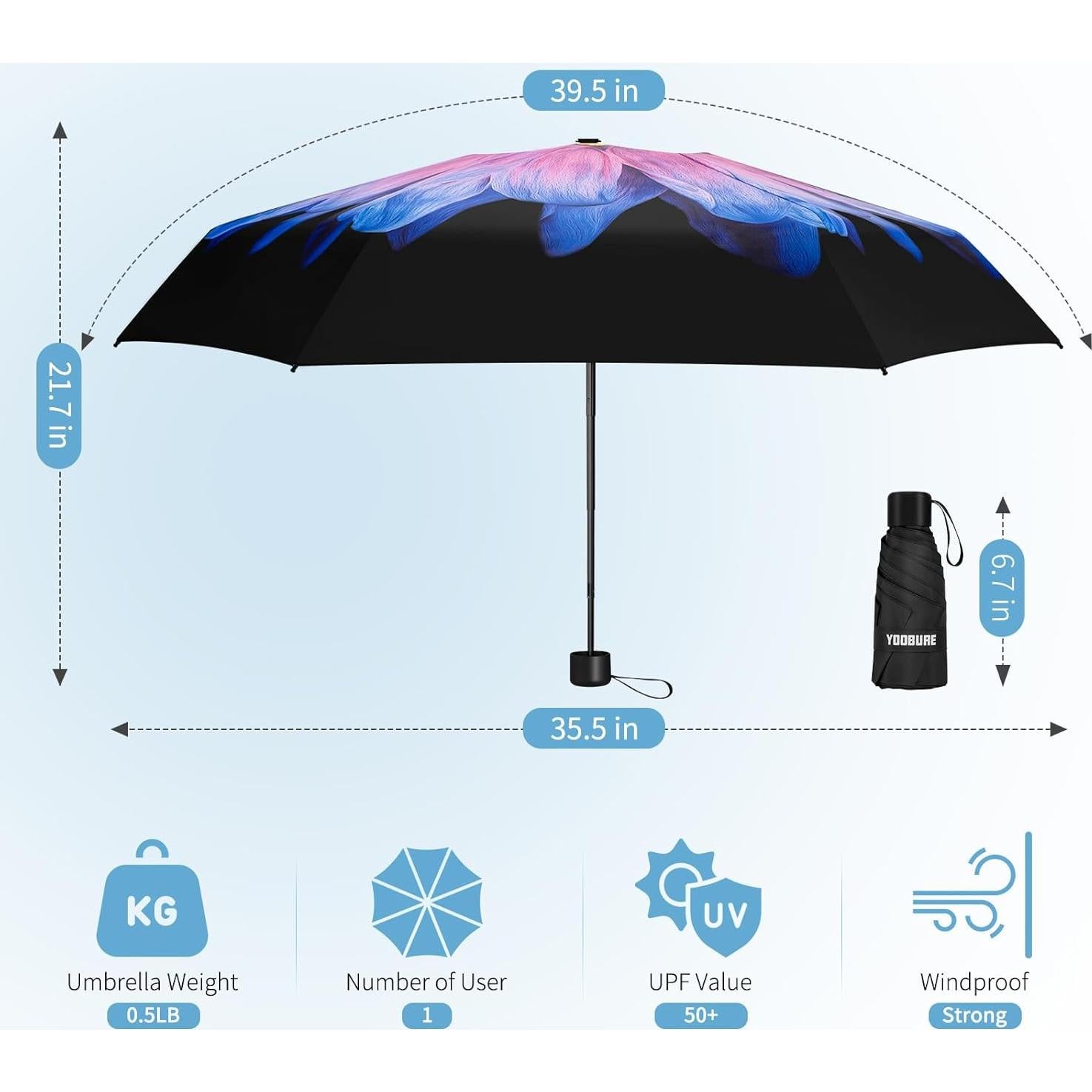 Paraguas Mini Compacto Yoobure 91.95 cm Resistente UV