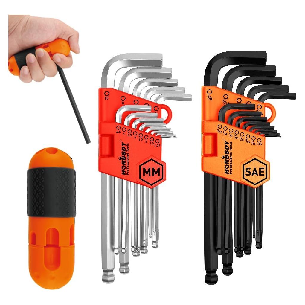 Juego de Llaves Allen 27PCS HORUSDY Acero CR-V Punta Esférica