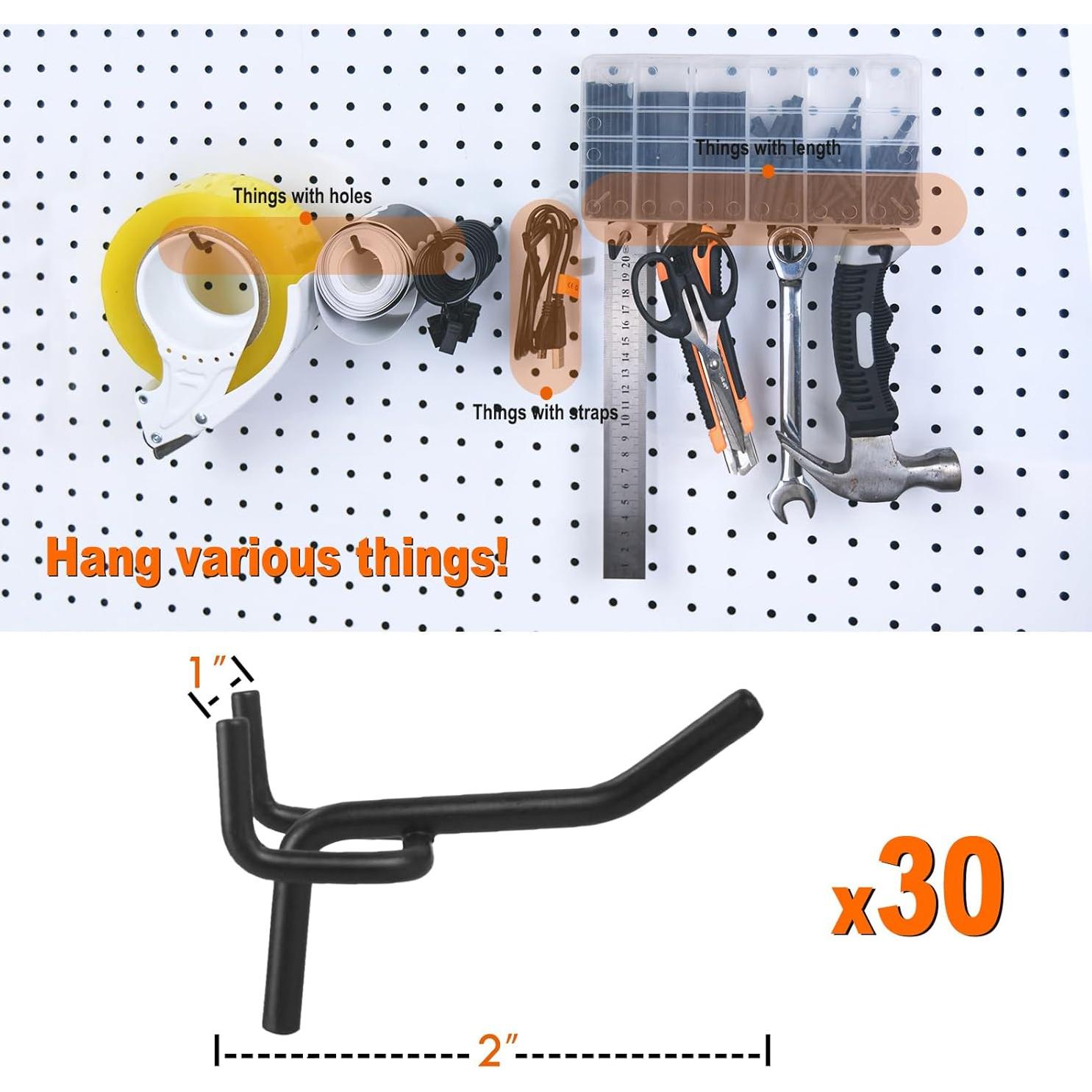 Ganchos de Metal para Tablero Perforado G.CORE - 30pcs 5.08cm