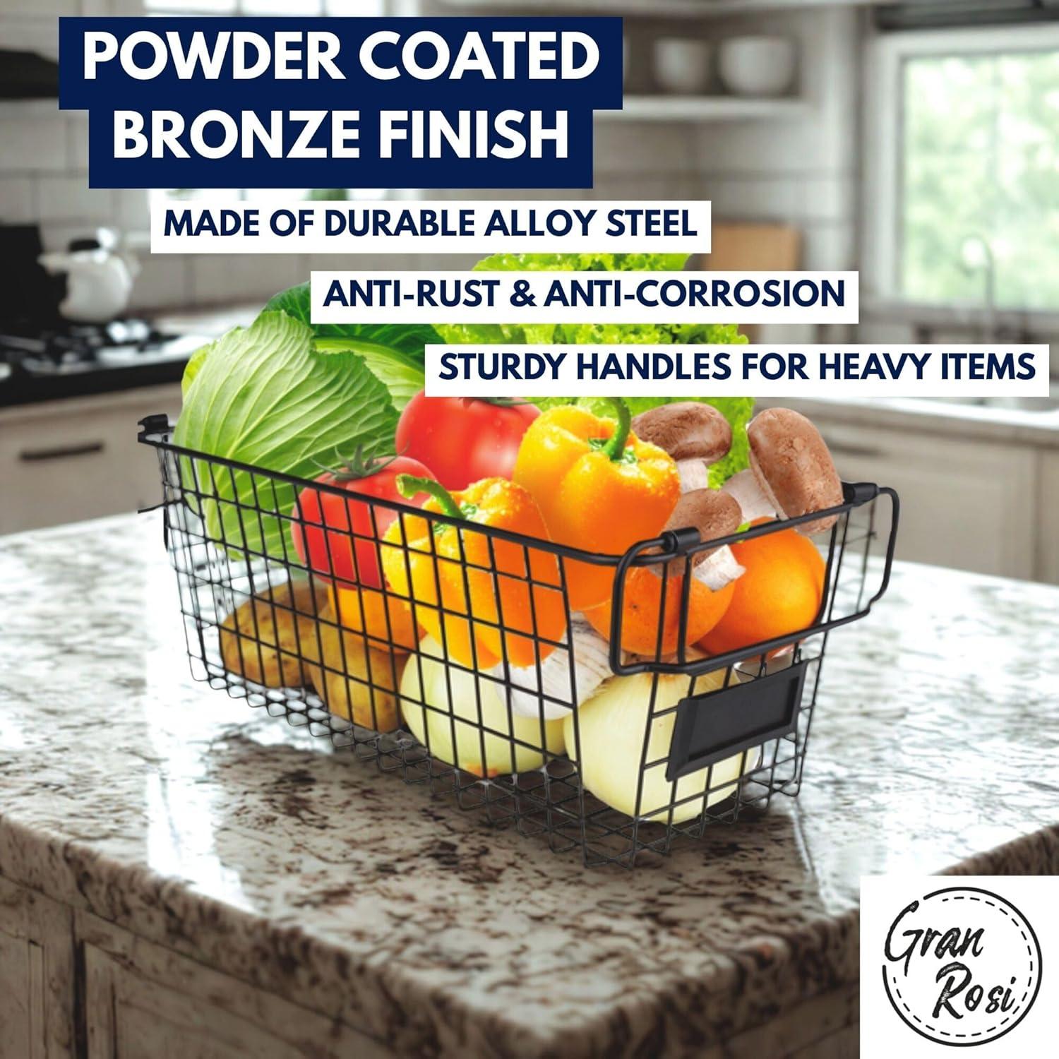 Cestas de Alambre Apilables Granrosi - Juego de 2 Grandes