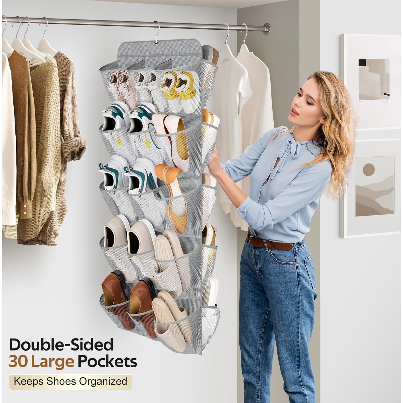 Organizador de Zapatos Colgante MISSLO 30 Bolsillos Gris