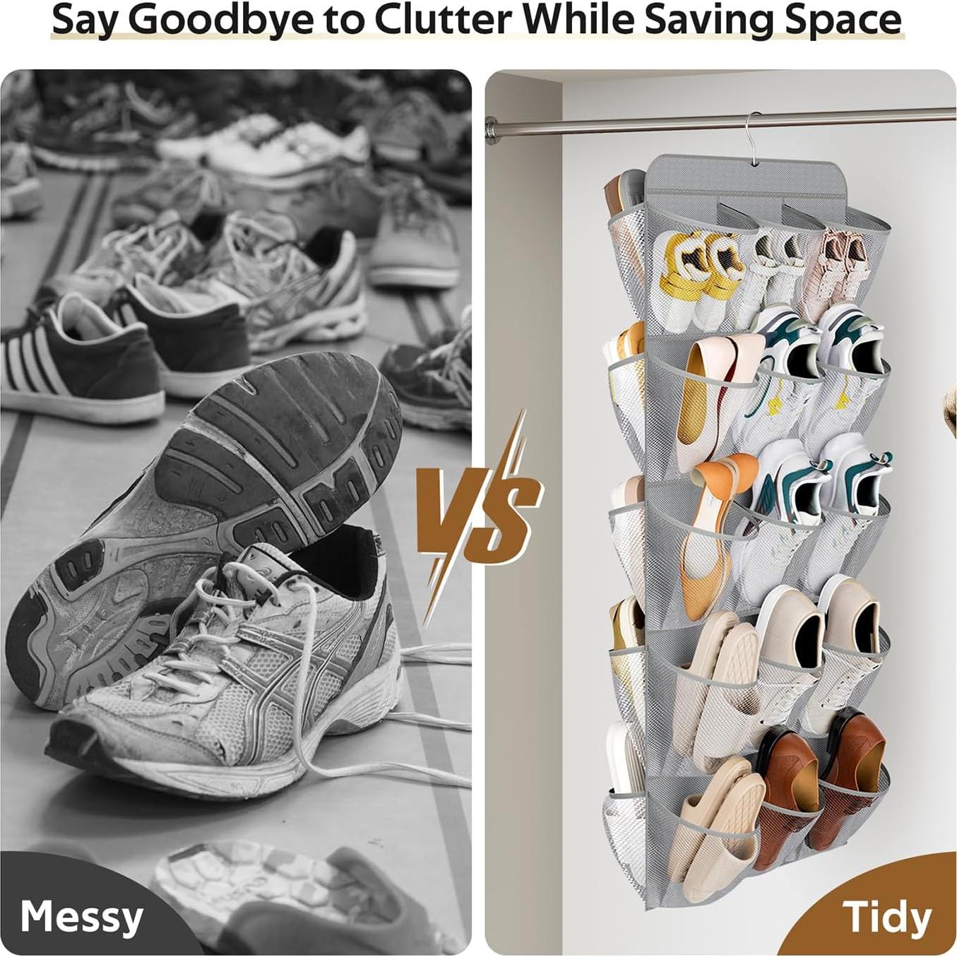 Organizador de Zapatos Colgante MISSLO 30 Bolsillos Gris