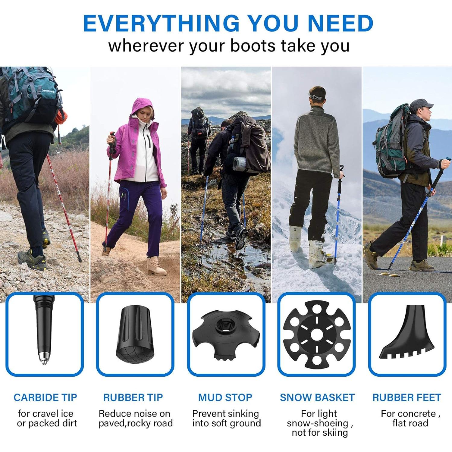 Bastones de Senderismo Plegables BISINNA Aluminio 115-135cm